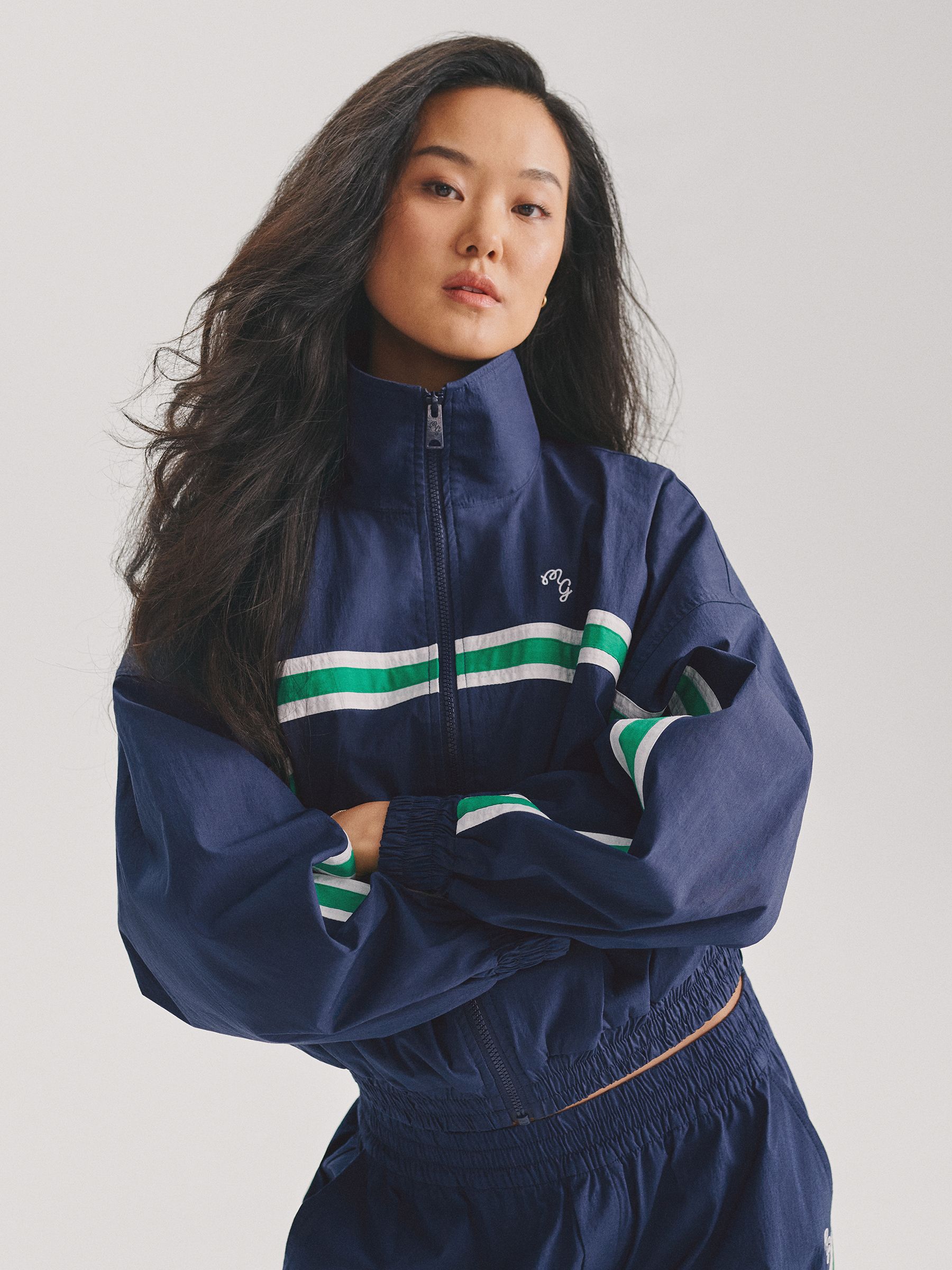 Gap x Malbon Navy Textured Poplin Windbreaker - Image 1 of 11 Gap x Malbon Navy Textured Poplin Windbreaker - Image 1 of 11