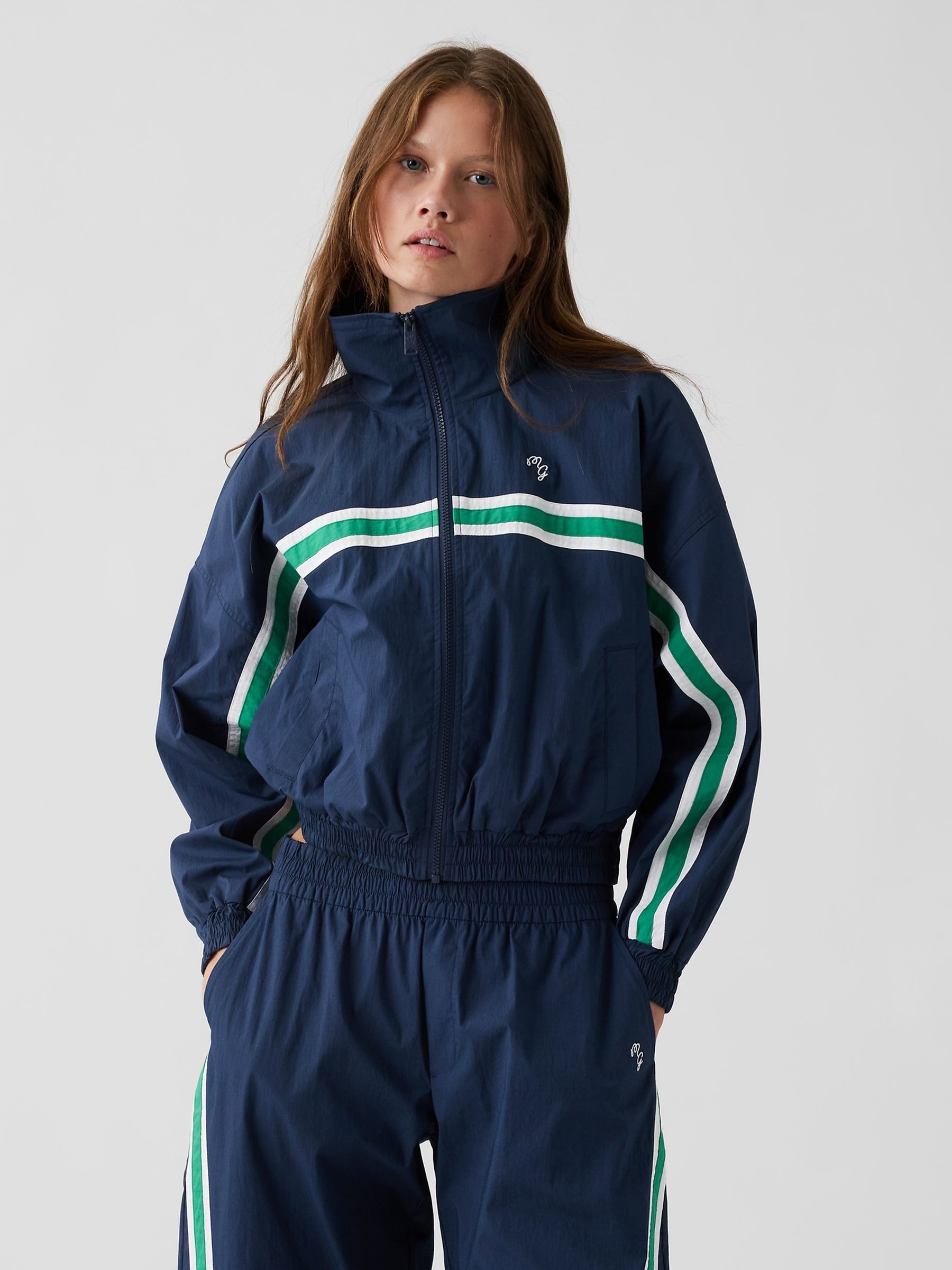 Gap x Malbon Navy Textured Poplin Windbreaker - Image 7 of 11