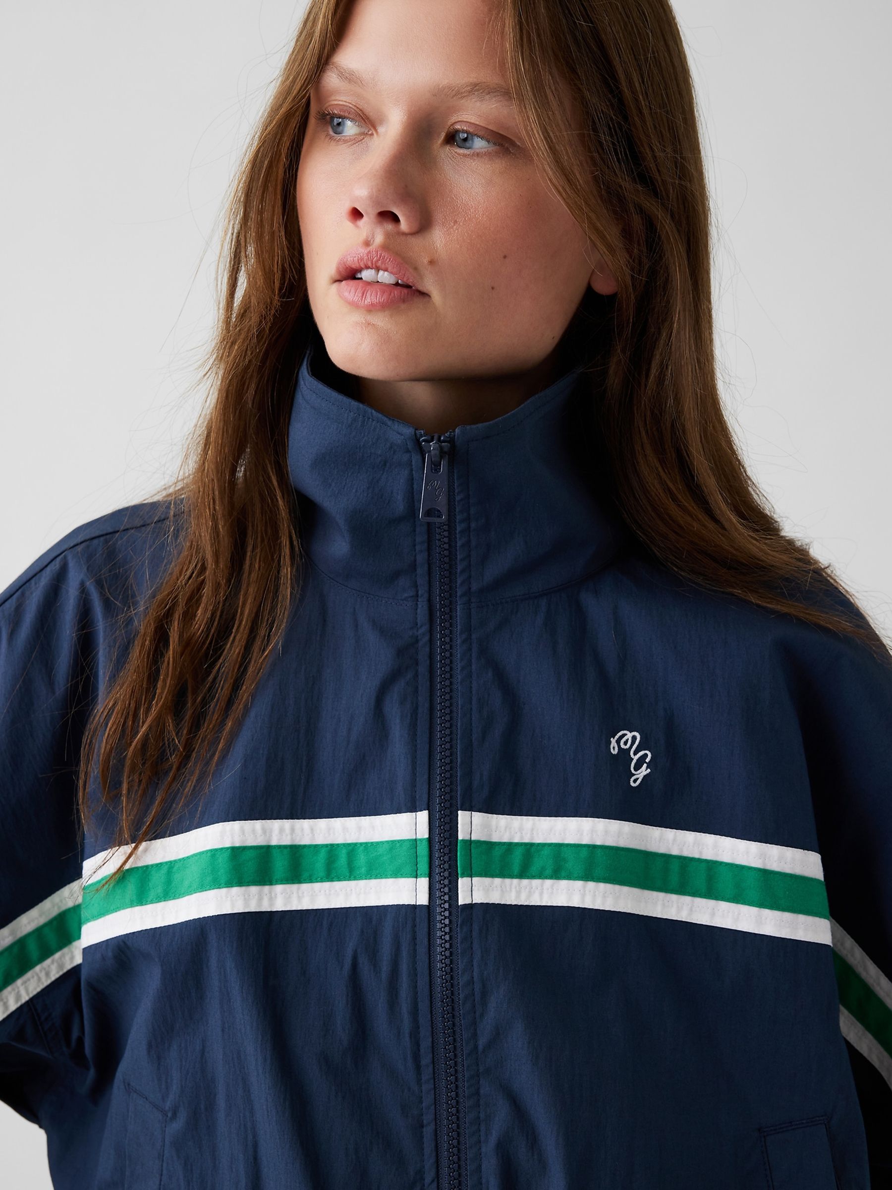 Gap x Malbon Navy Textured Poplin Windbreaker - Image 8 of 11