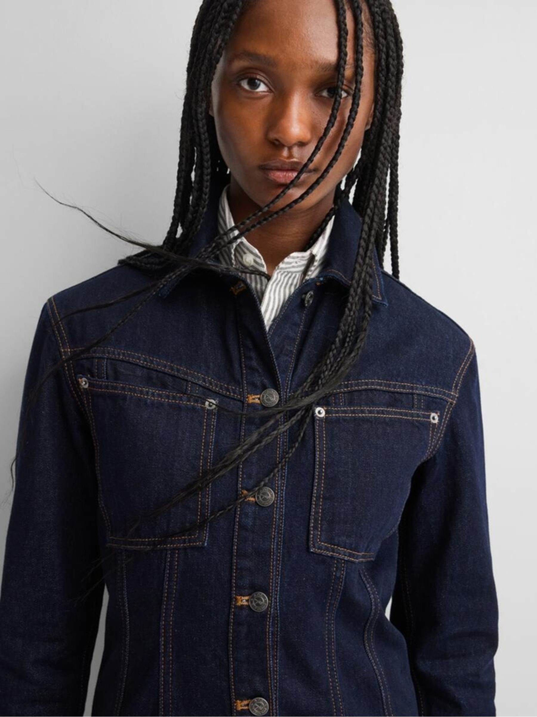 Gap x A.P.C. Dark Wash Structured Denim Jacket - Image 3 of 9