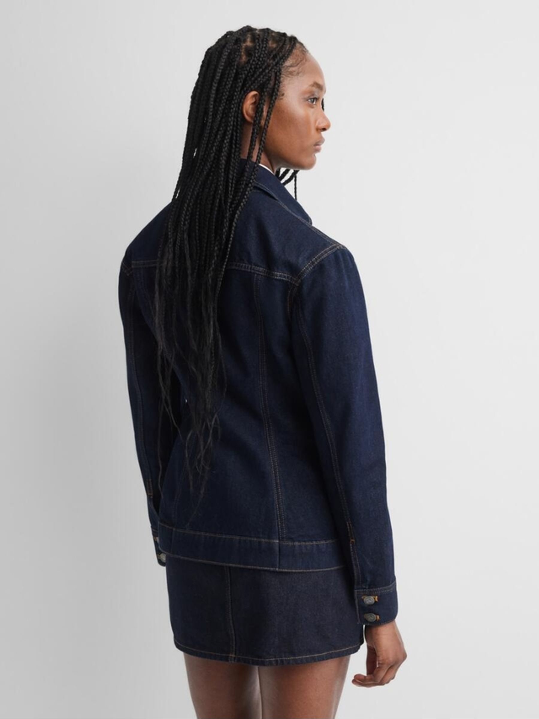 Gap x A.P.C. Dark Wash Structured Denim Jacket - Image 4 of 9