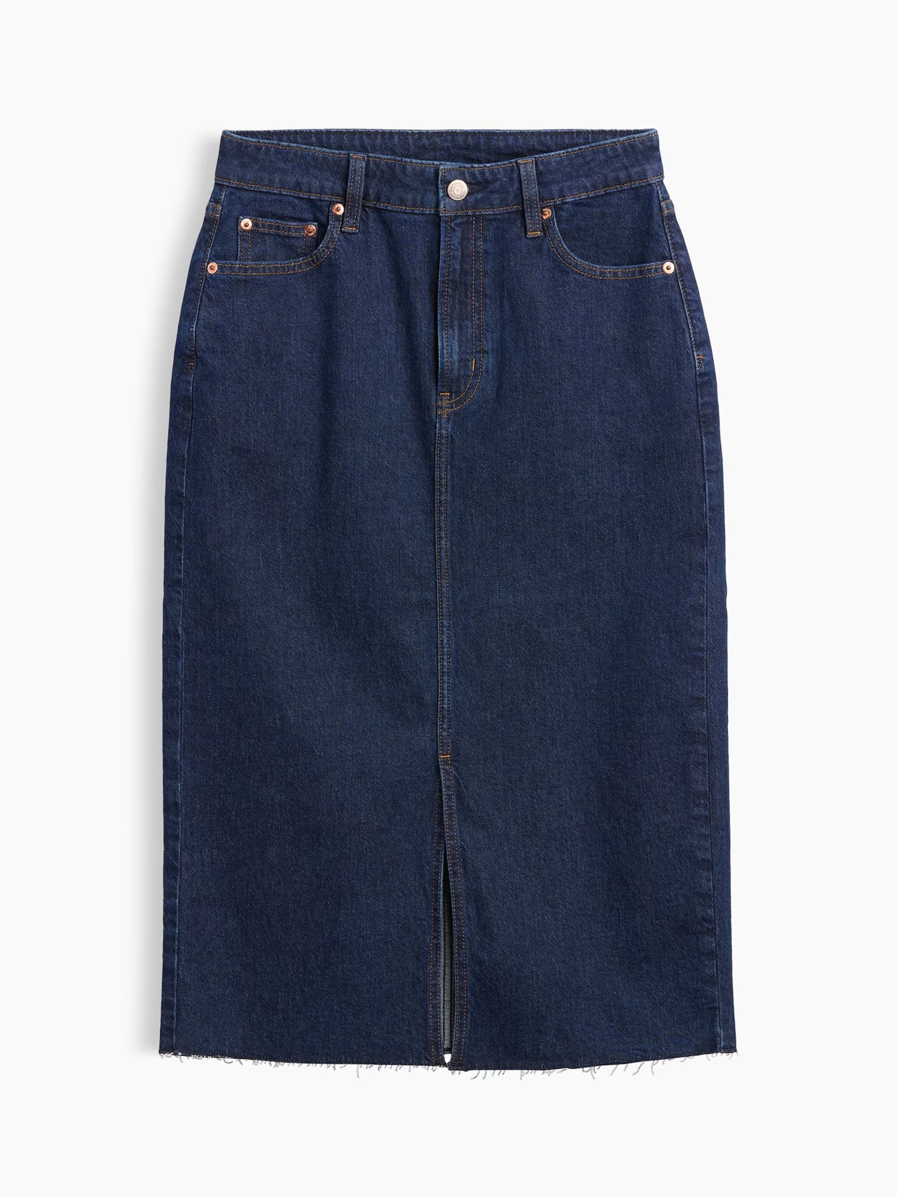 Dark Wash Denim Midi Pencil Skirt - Image 5 of 5 Dark Wash Denim Midi Pencil Skirt - Image 5 of 5