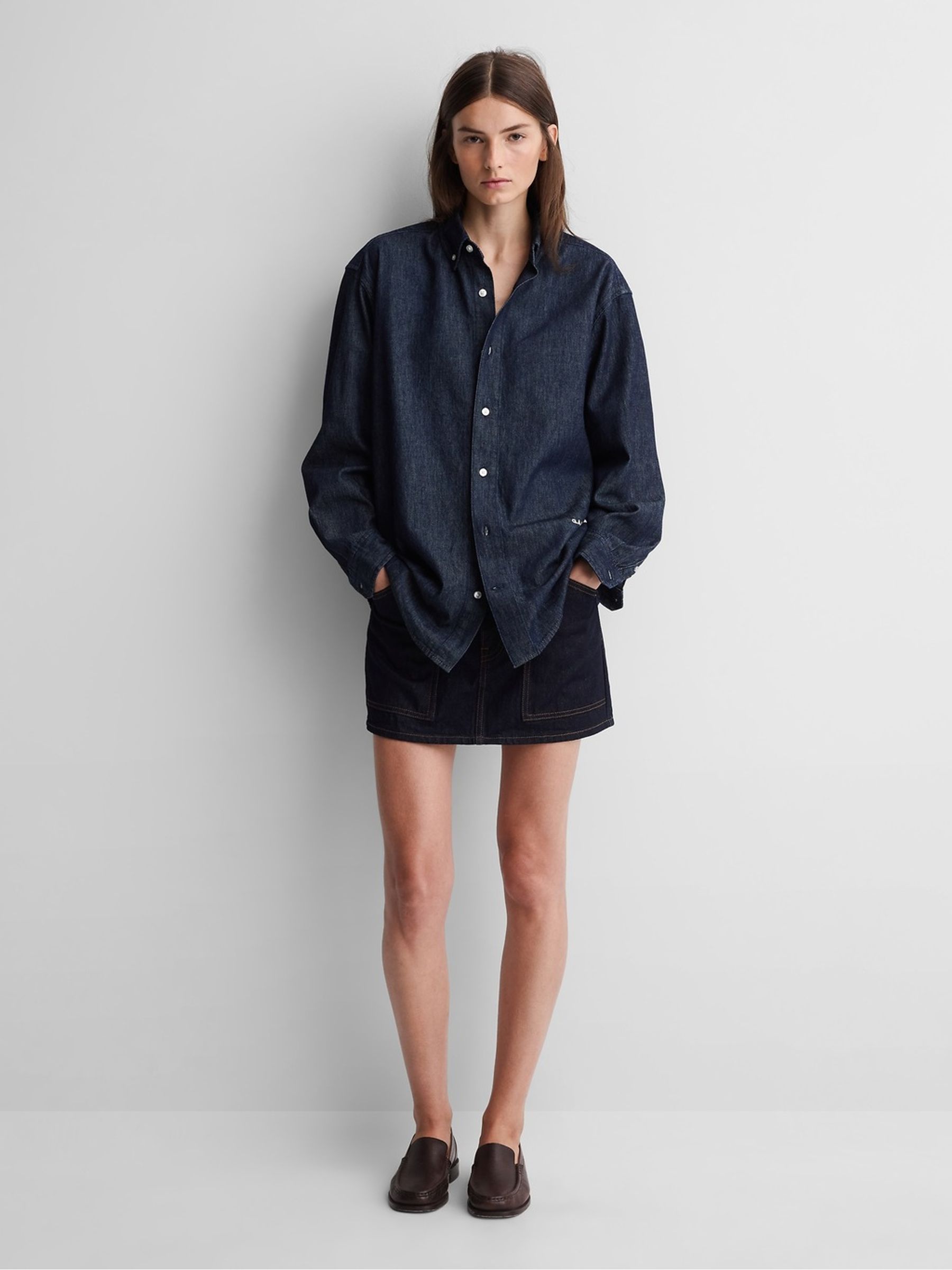 Gap x A.P.C. Dark Wash Denim Relaxed Shirt - Image 4 of 7