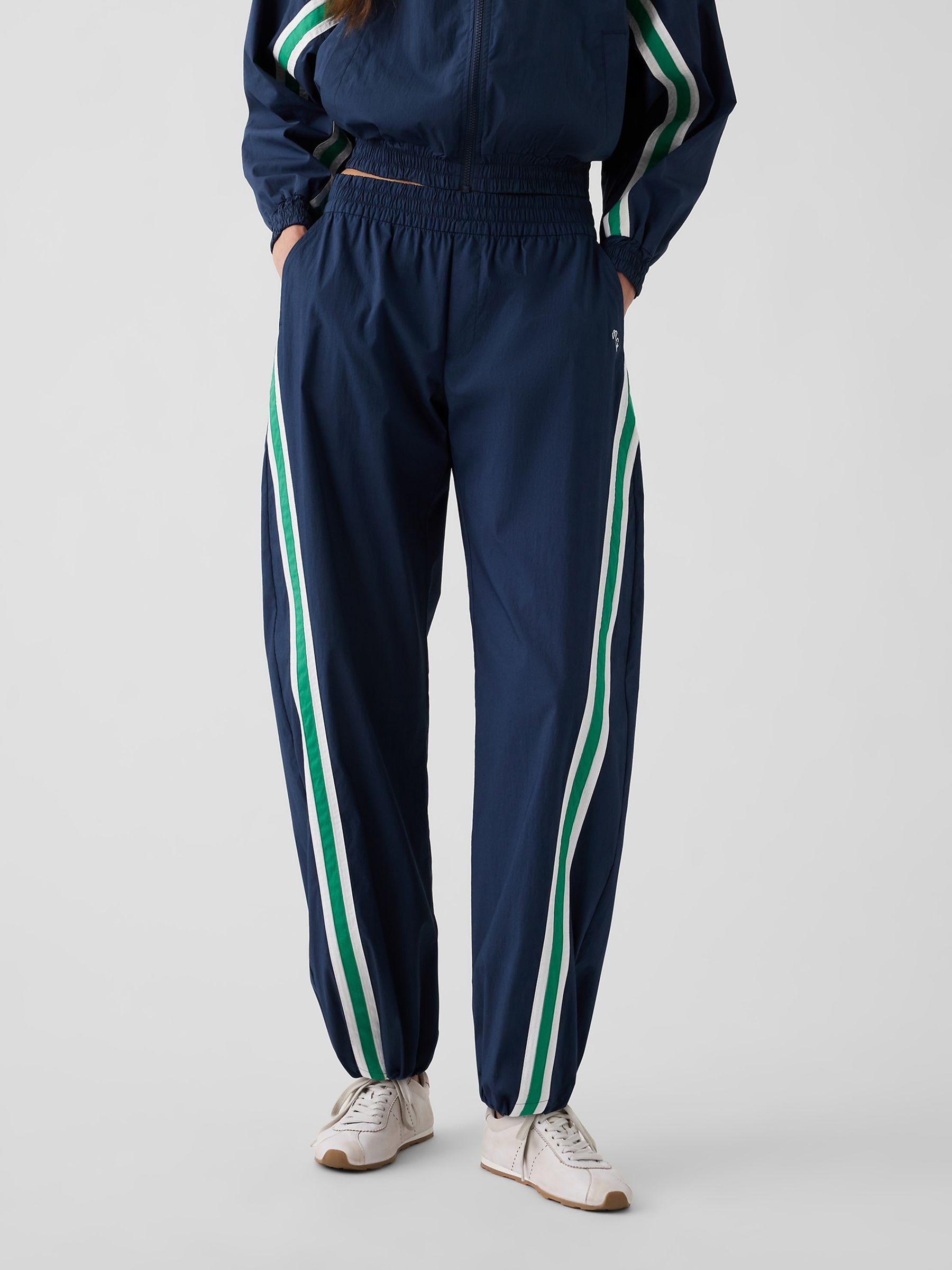 Gap x Malbon Navy Textured Poplin Barrel Track Joggers - Image 3 of 11