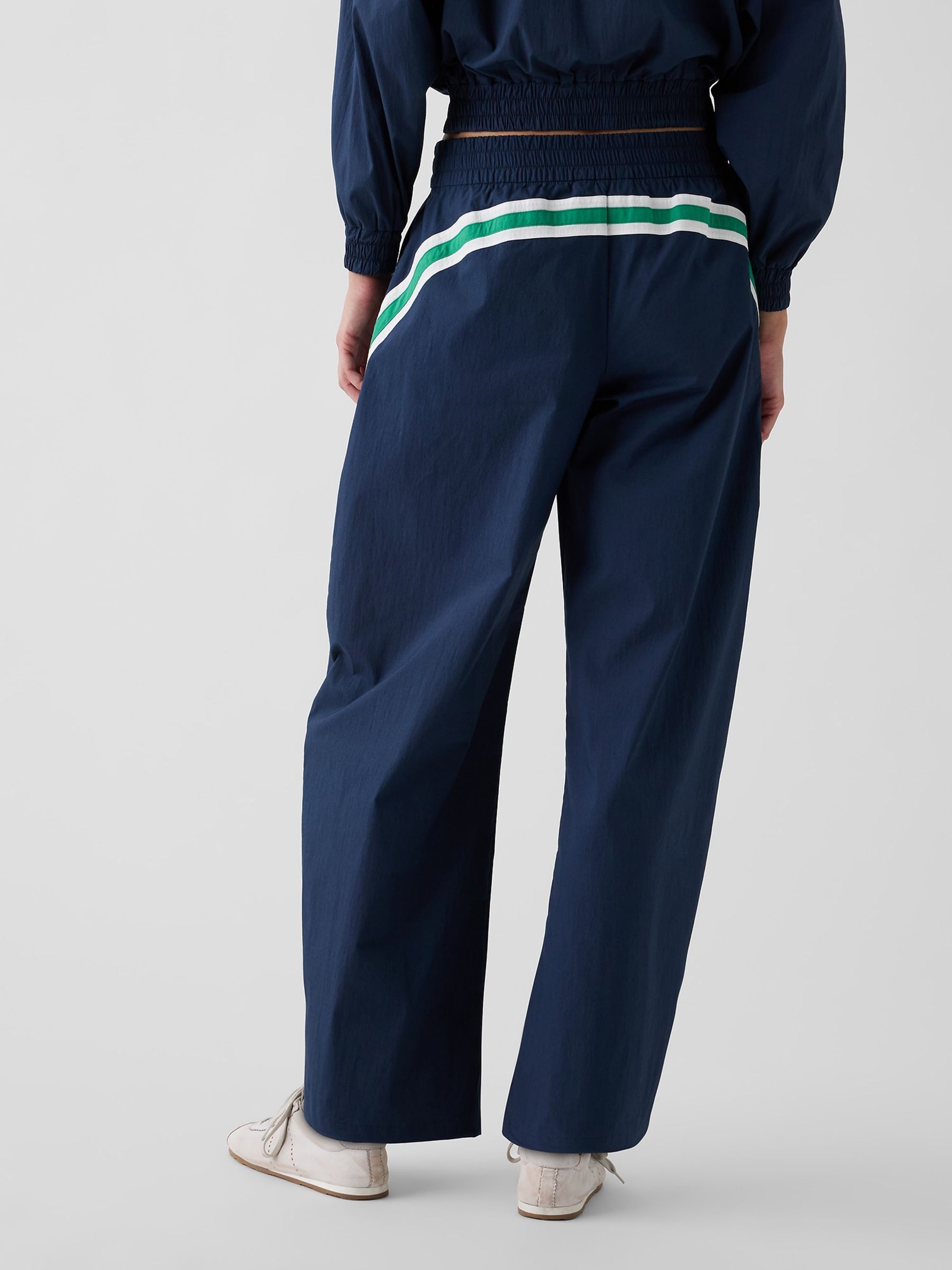 Gap x Malbon Navy Textured Poplin Barrel Track Joggers - Image 4 of 11