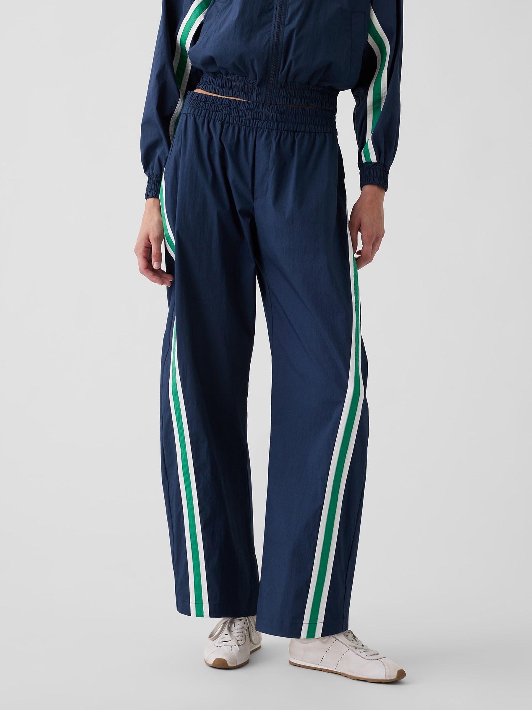Gap x Malbon Navy Textured Poplin Barrel Track Joggers - Image 6 of 11