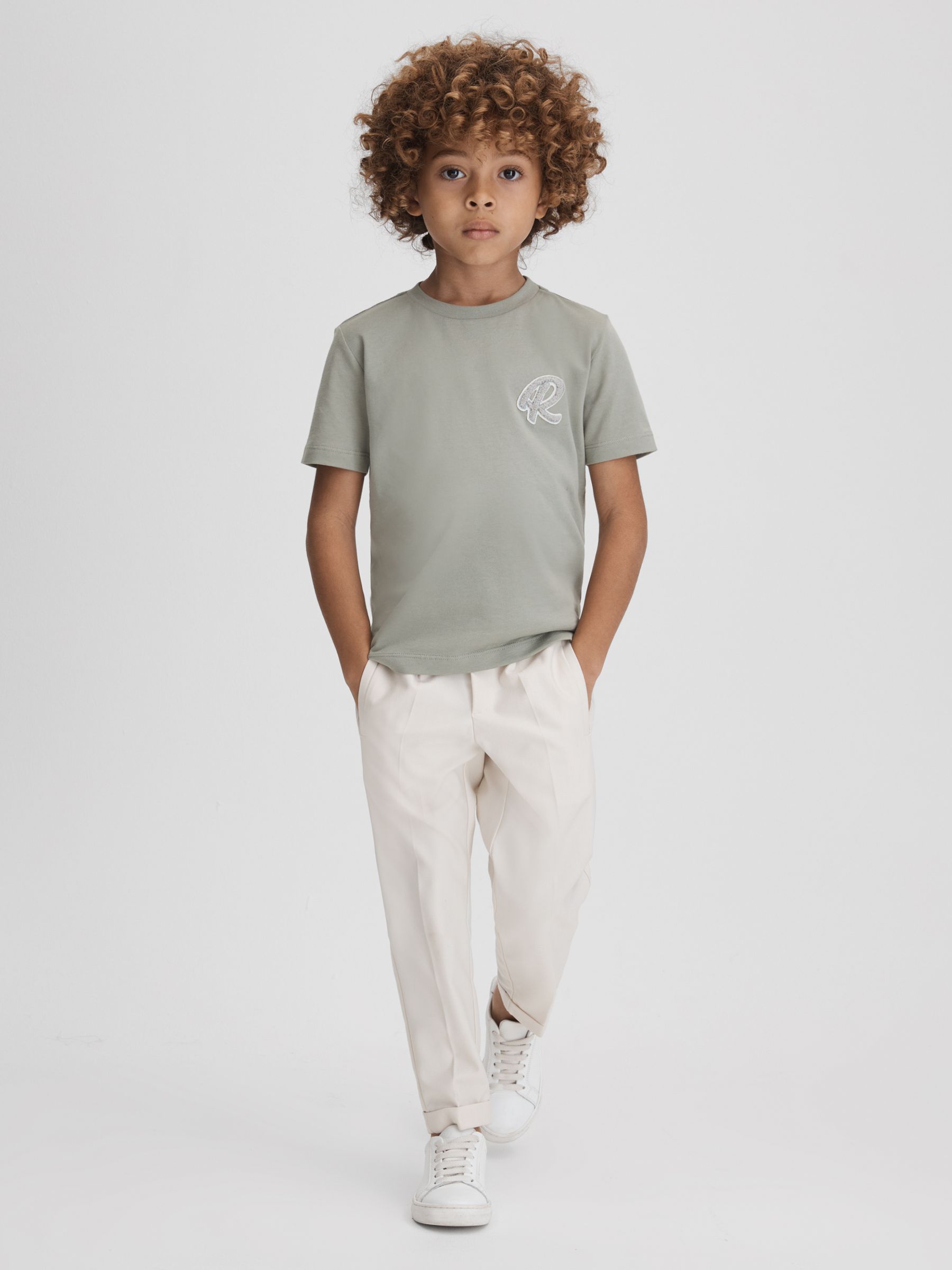 Senior Cotton Crew Neck T-Shirt in Pistachio - Image 1 of 6