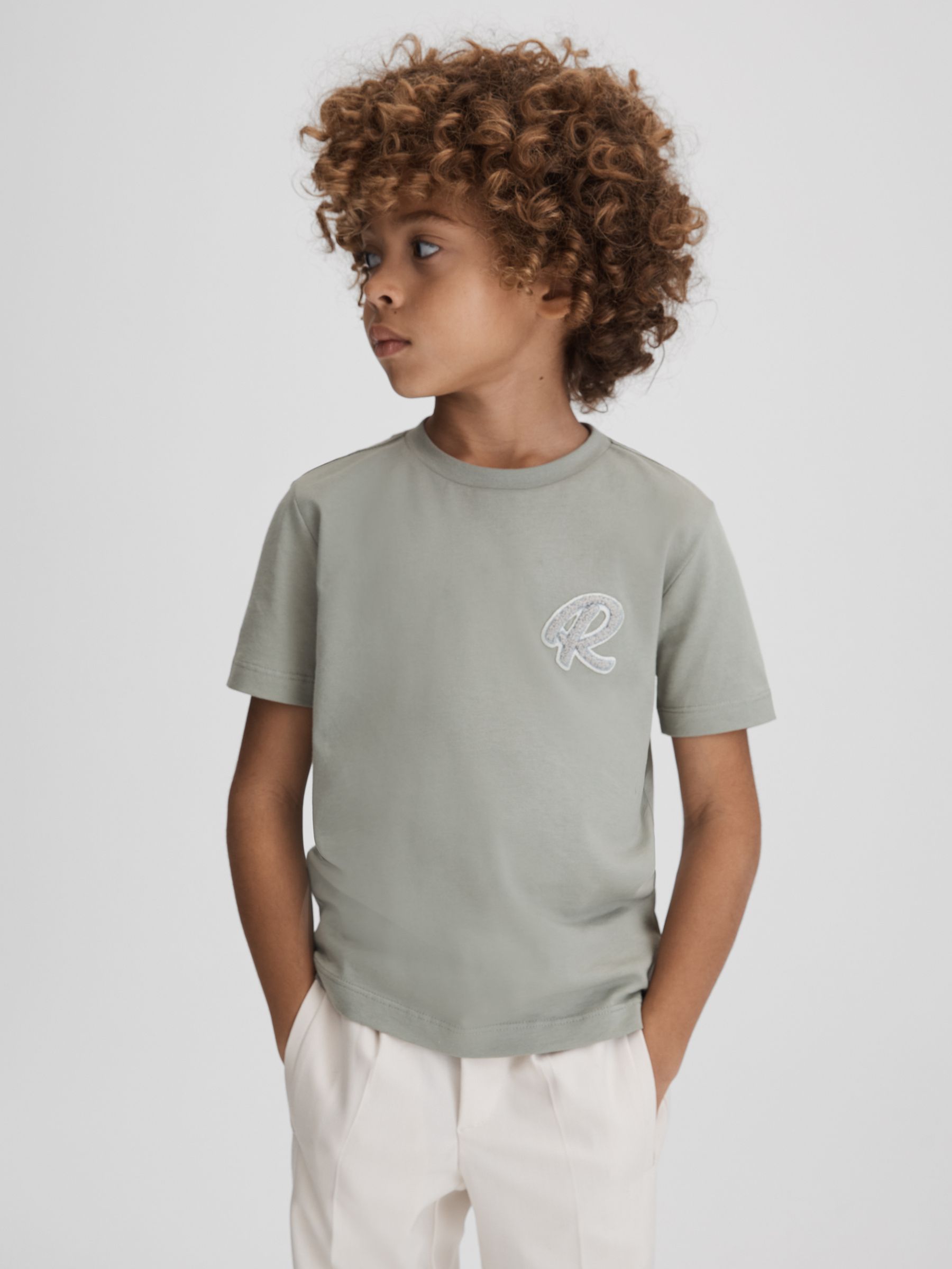 Senior Cotton Crew Neck T-Shirt in Pistachio - Image 3 of 6