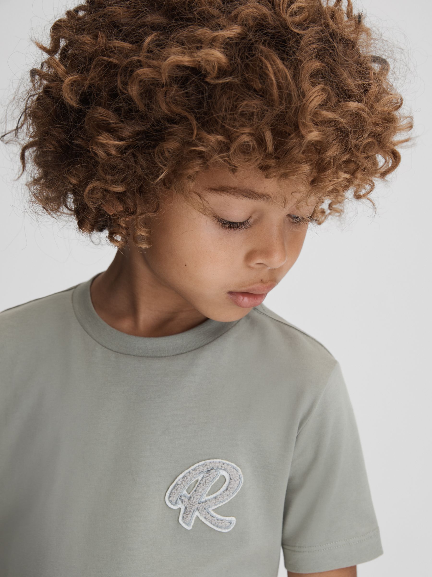 Senior Cotton Crew Neck T-Shirt in Pistachio - Image 4 of 6