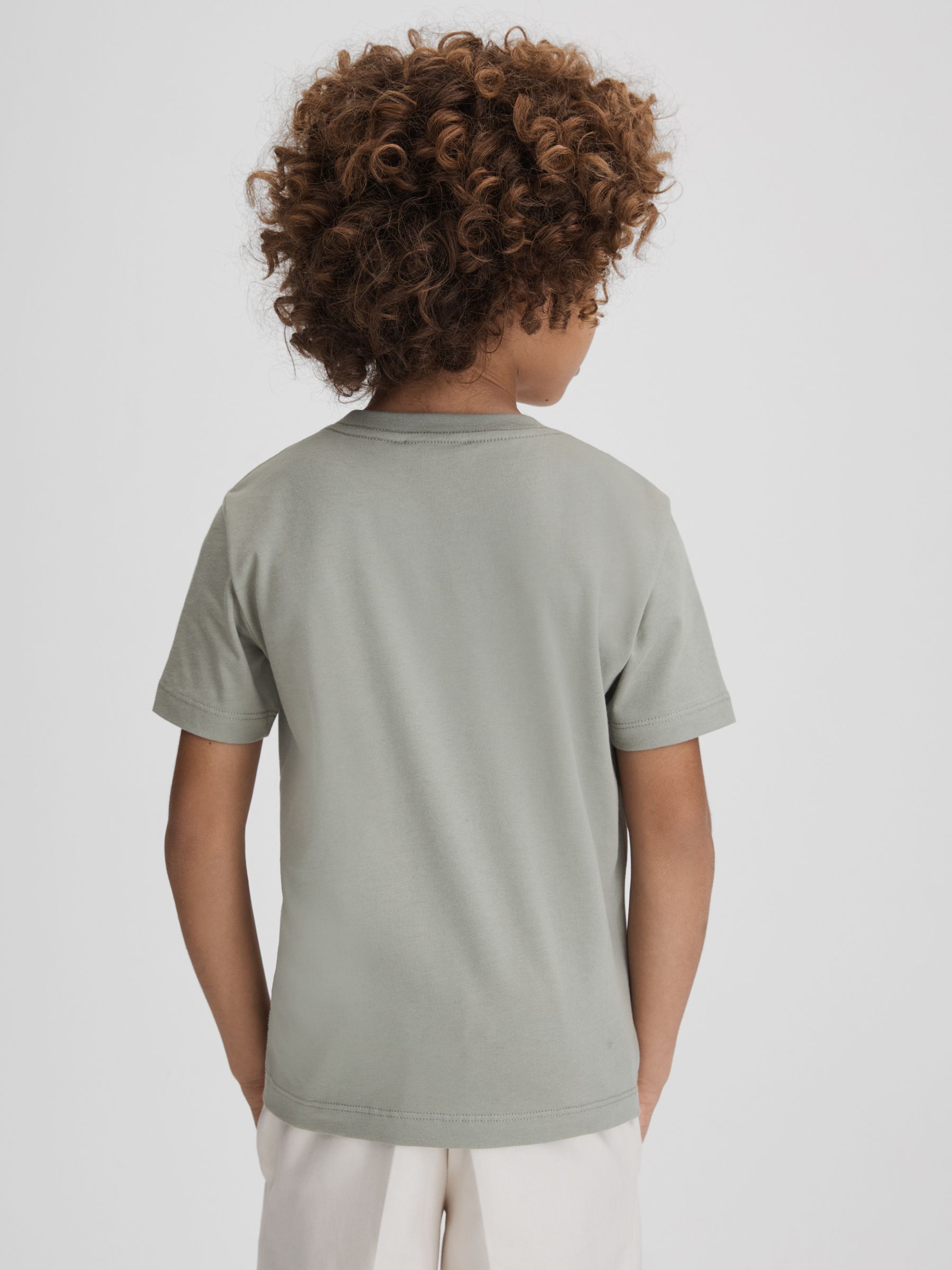 Senior Cotton Crew Neck T-Shirt in Pistachio - Image 5 of 6