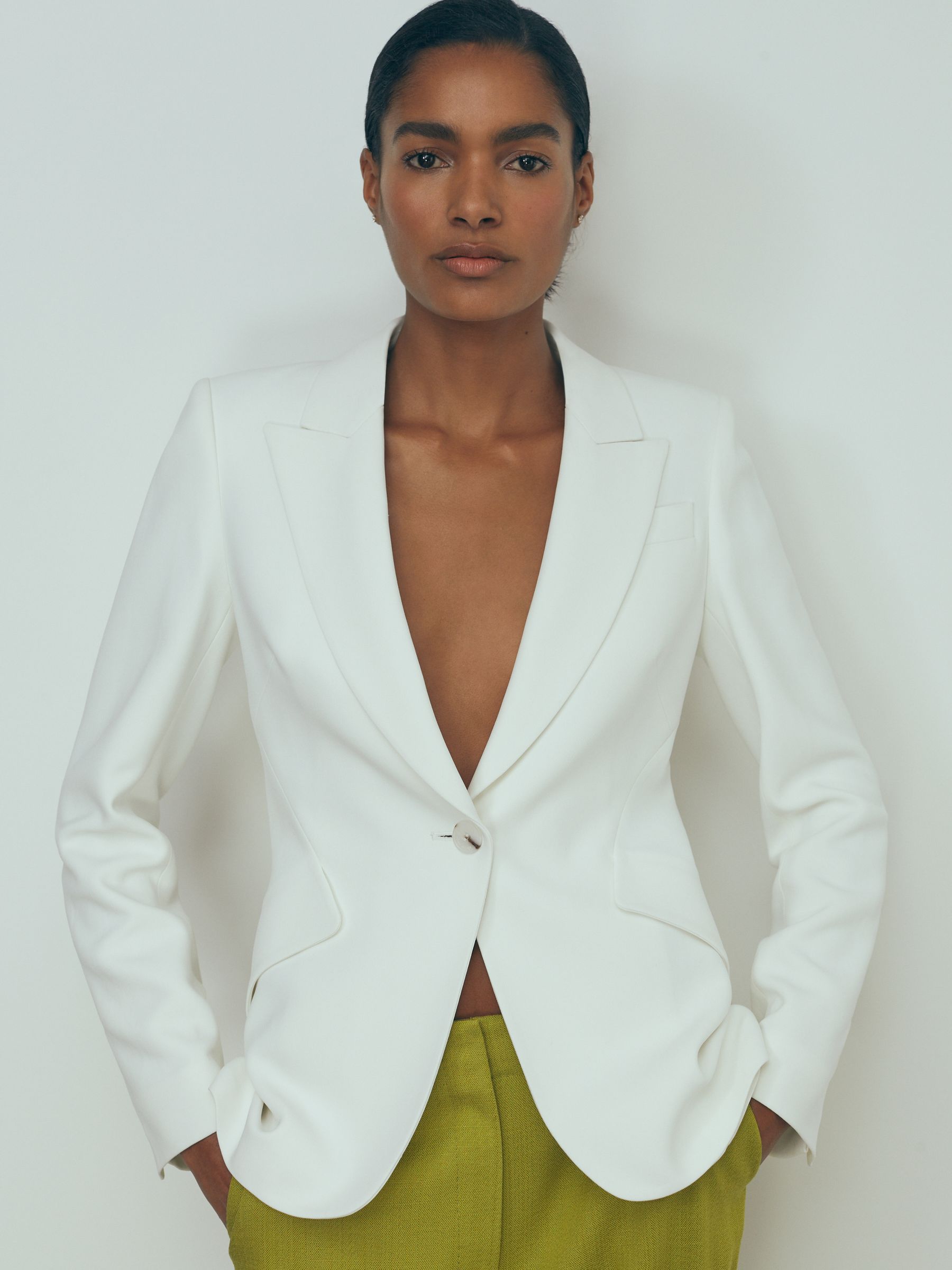 Atelier Slim Fit Suit Blazer in Ivory - Image 1 of 5