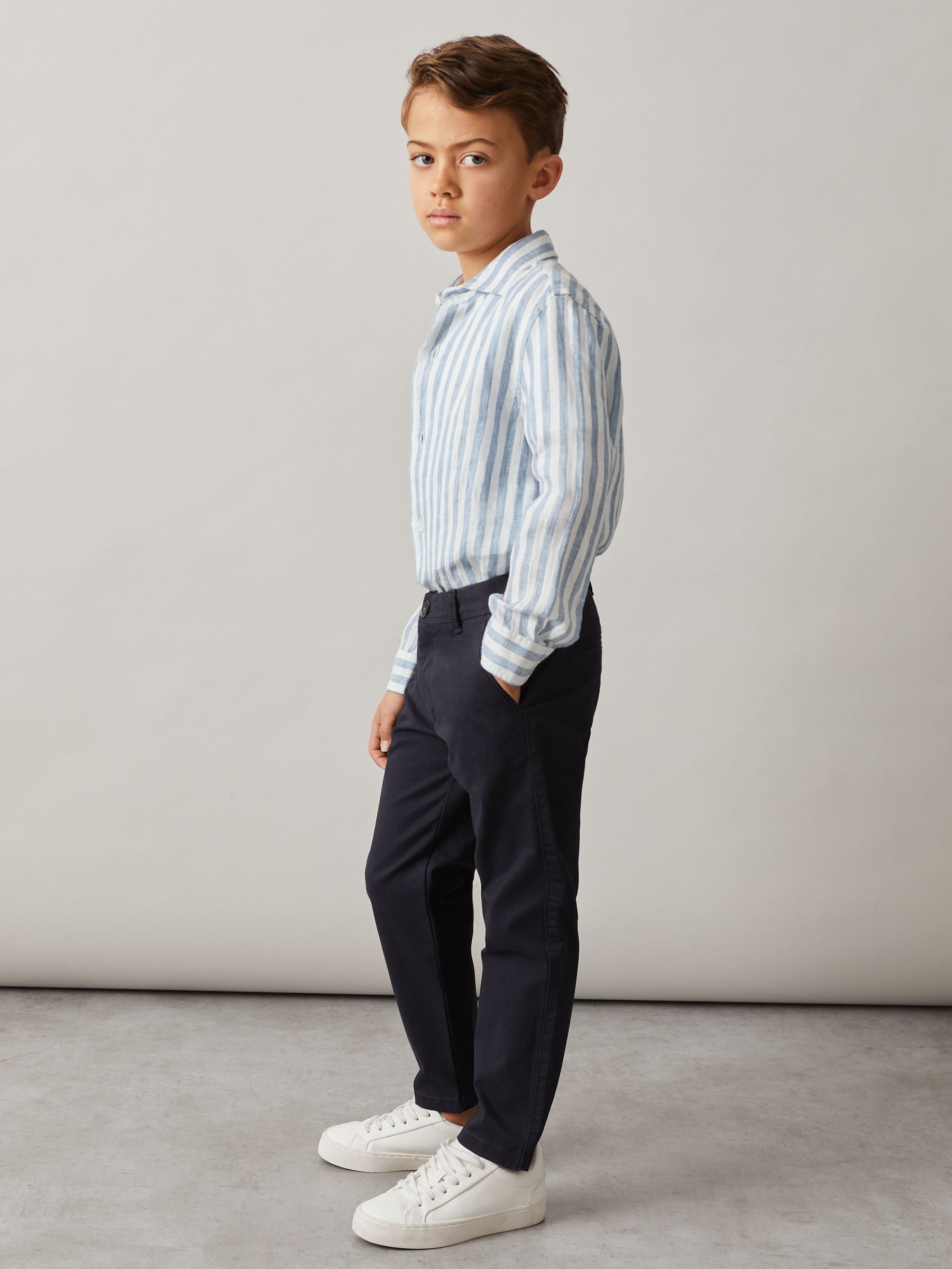 Pantalon chino casual coupe slim bleu marine - Image 2 of 4