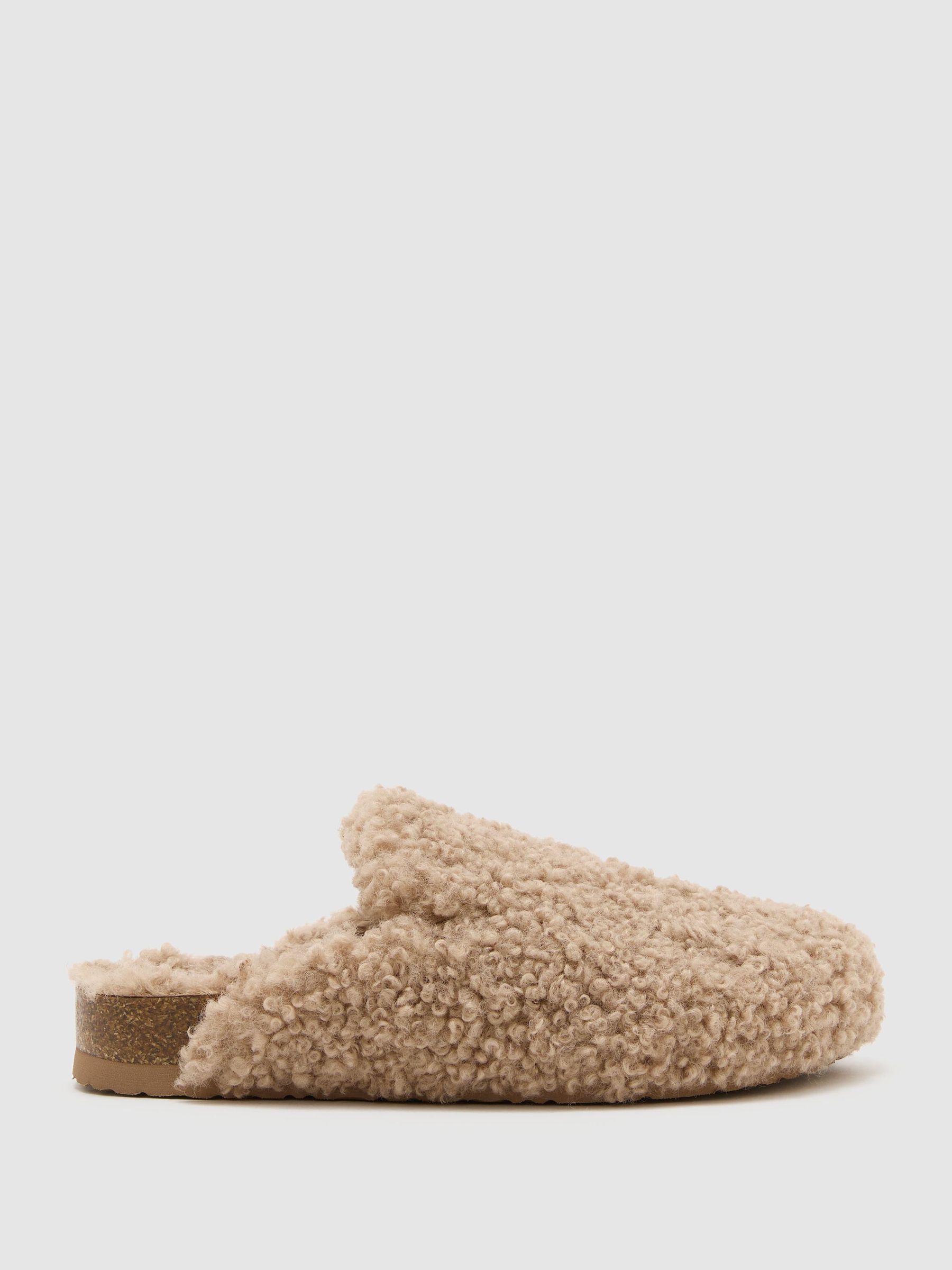 Curly Borg Mule Slippers in Neutral - Image 3 of 7