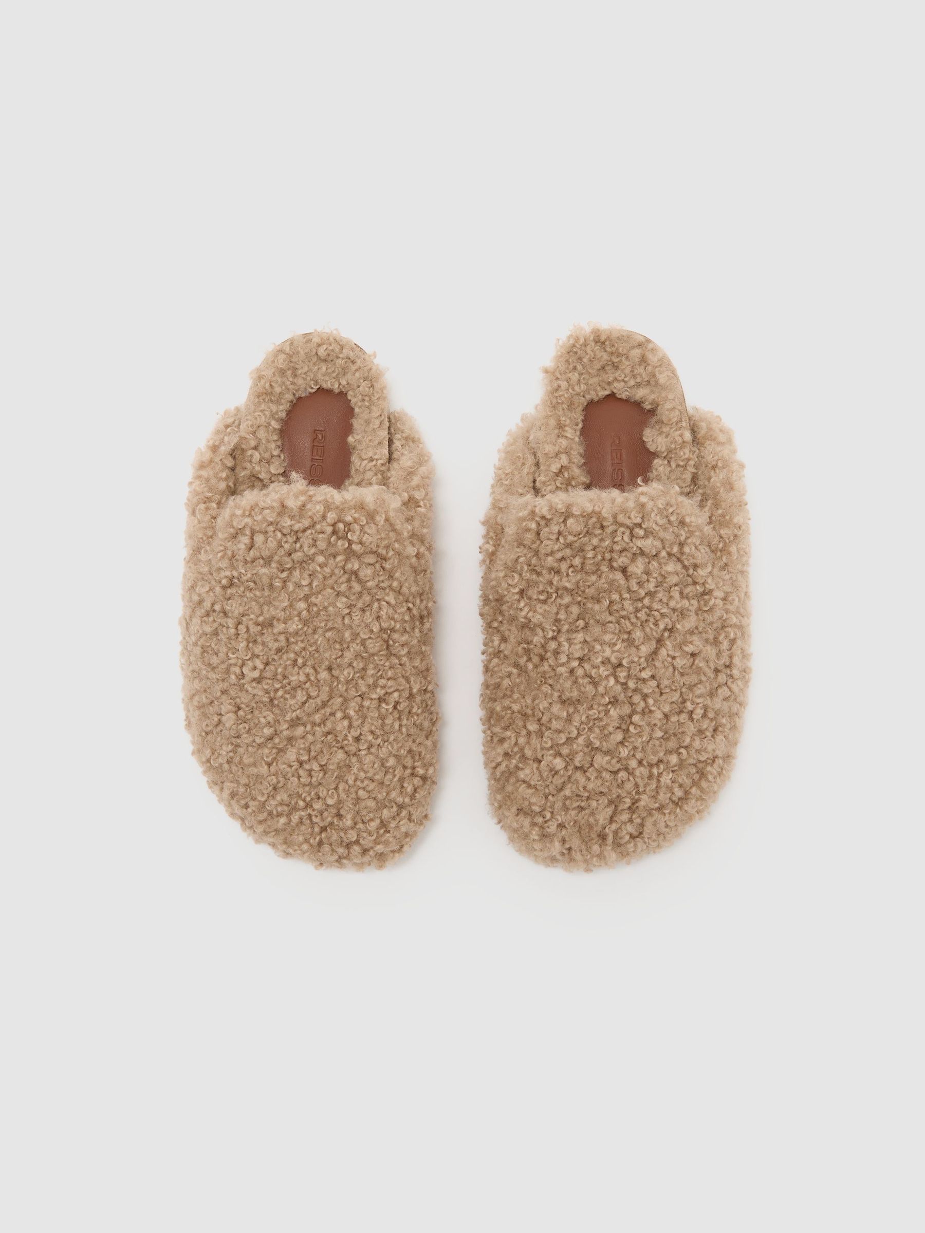 Curly Borg Mule Slippers in Neutral - Image 4 of 7