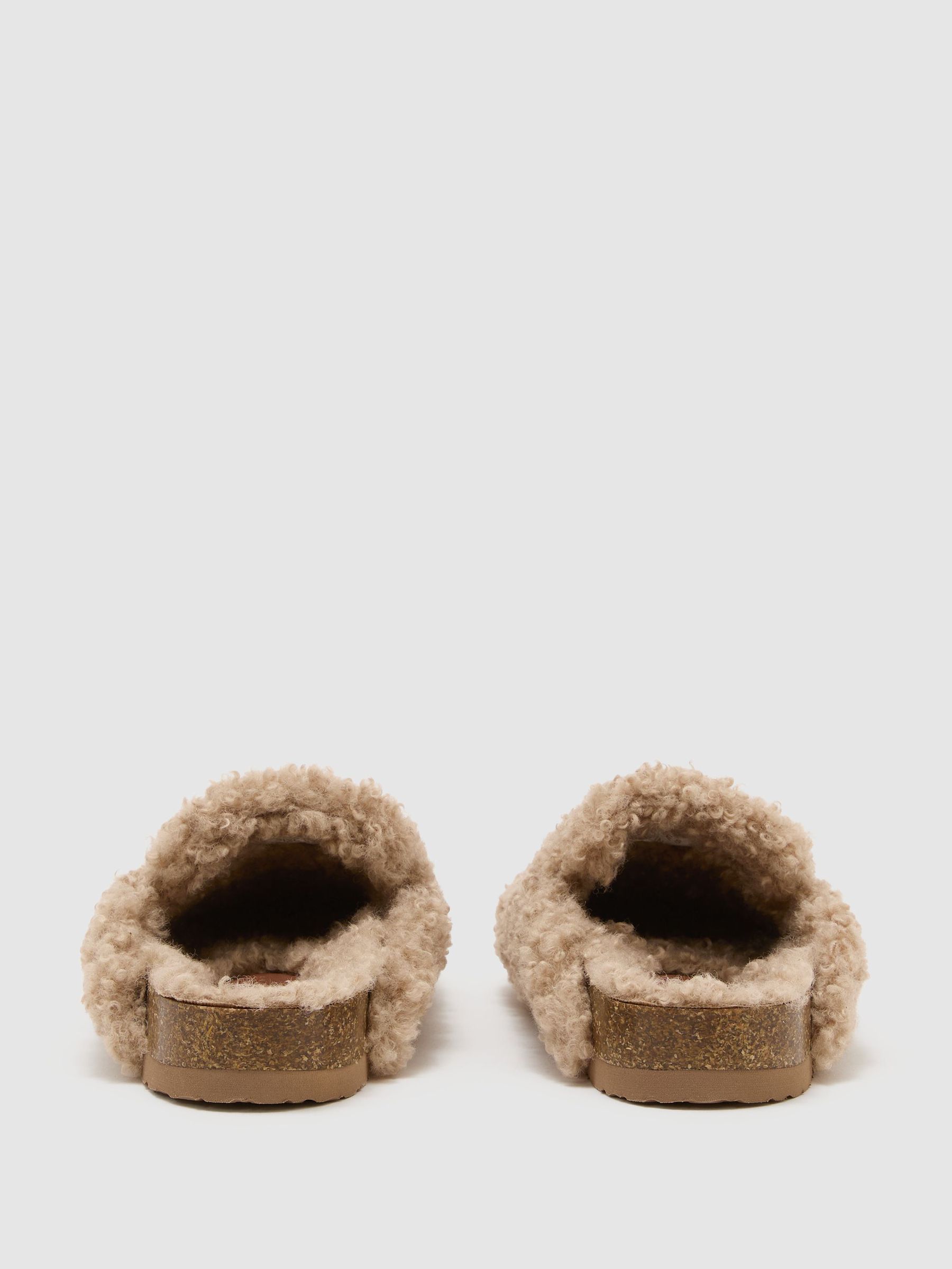 Curly Borg Mule Slippers in Neutral - Image 6 of 7