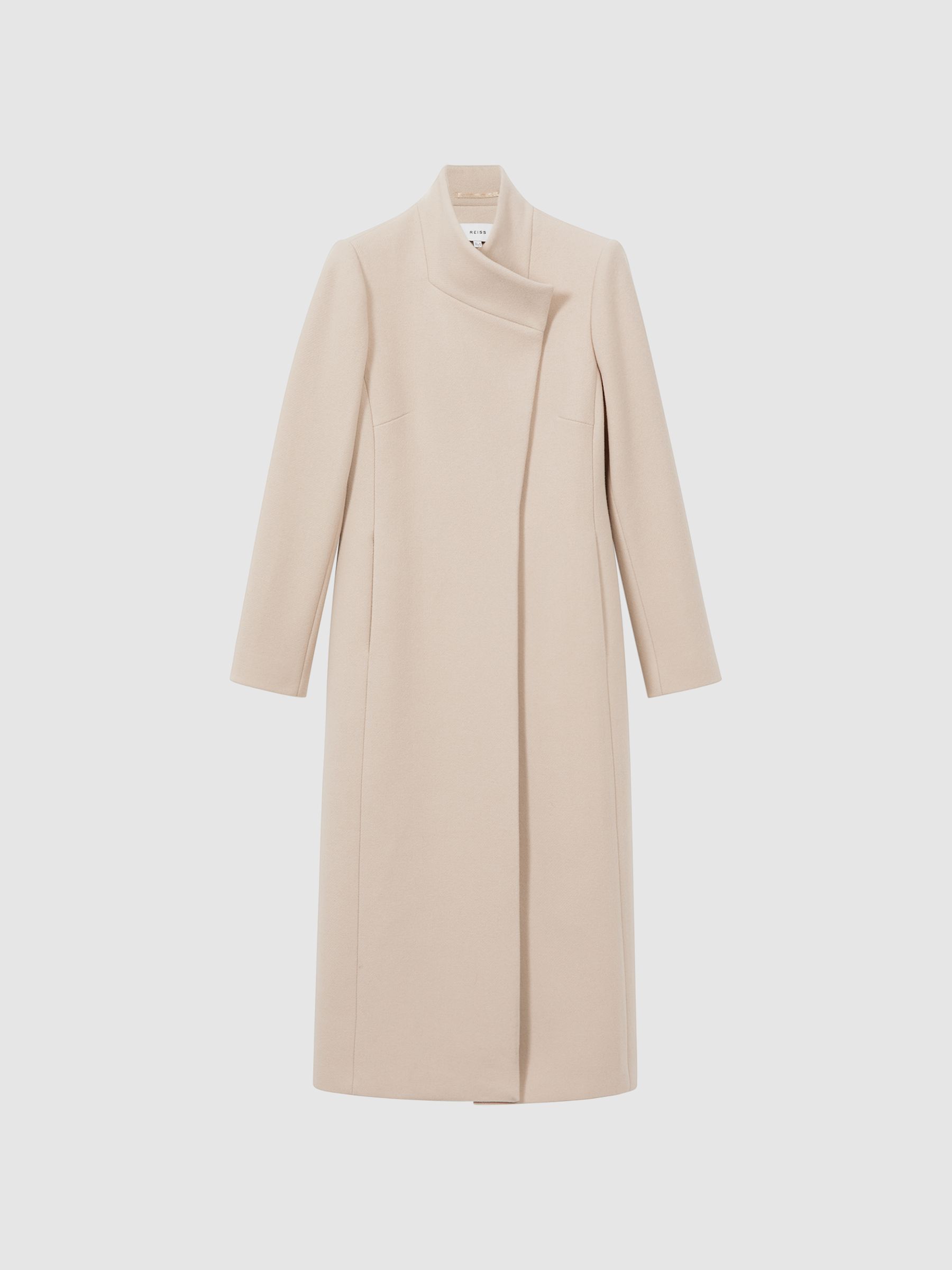 Tailored Wool Blend Longline Coat in Stone - Image 2 of 6