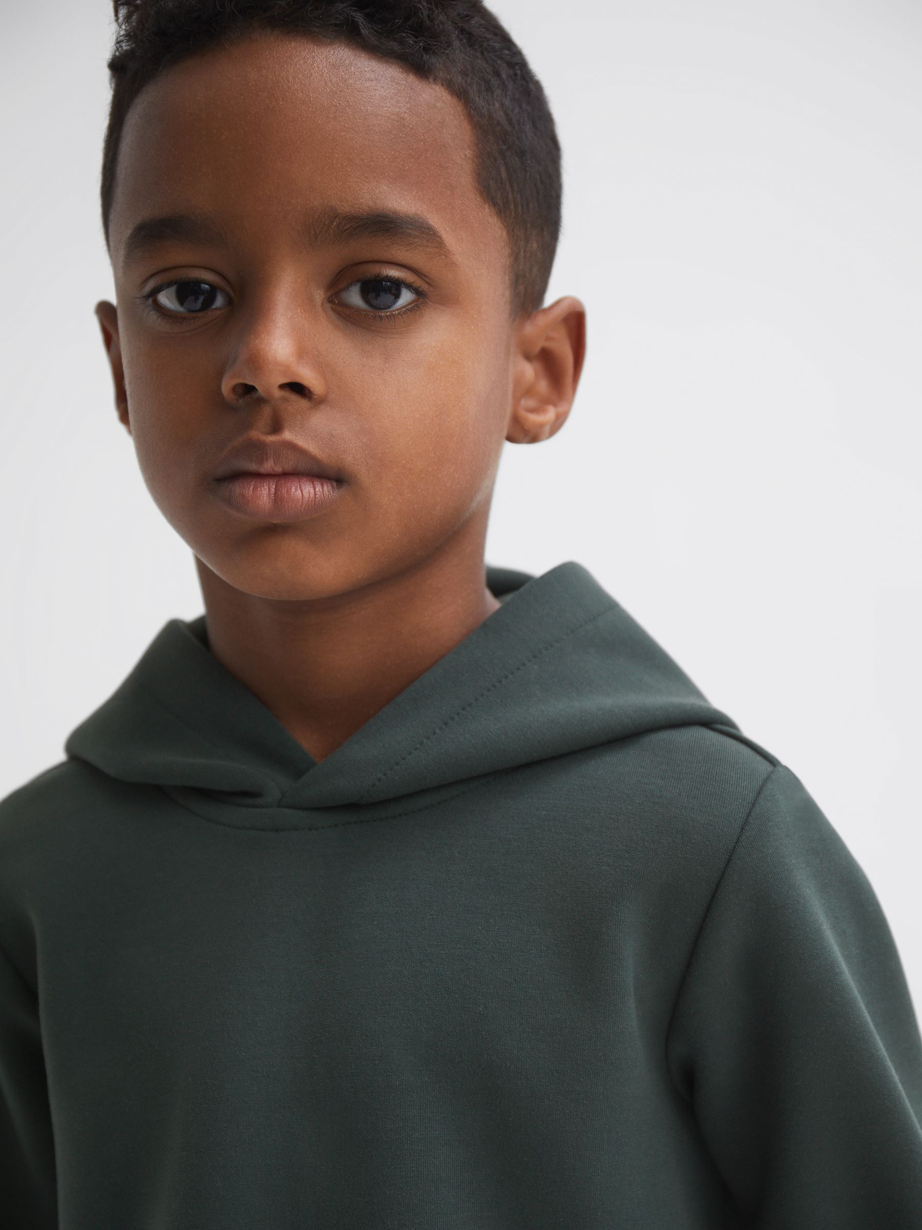 Junior Interlock Jersey Hoodie in Forest Green - Image 3 of 5