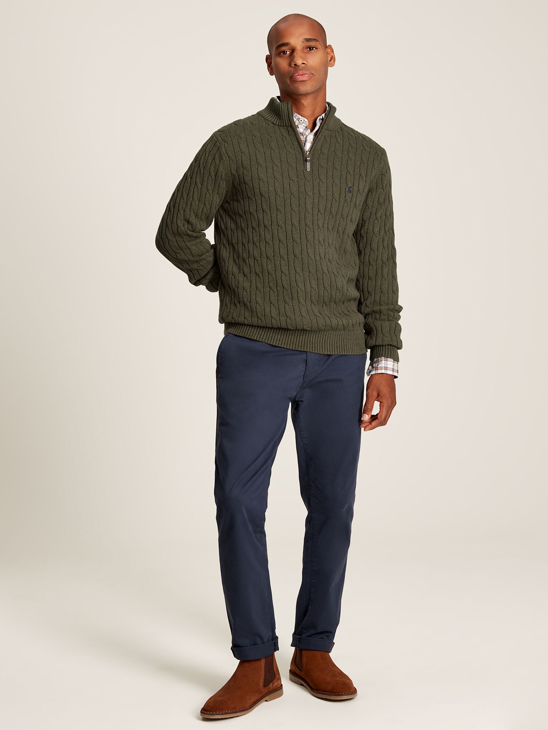 Cable Knit Green Quarter Zip Jumper - Image 3 of 8
