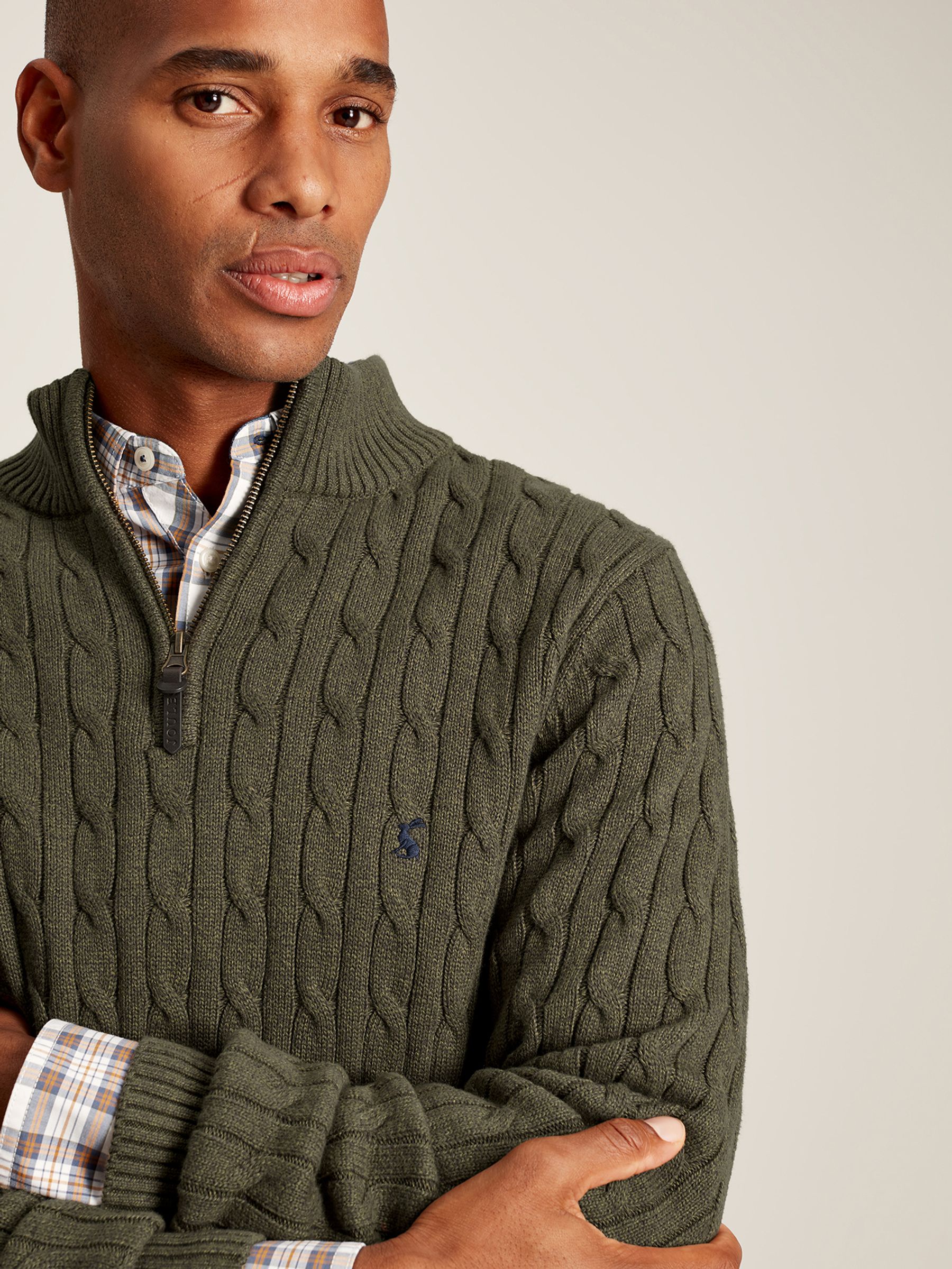 Cable Knit Green Quarter Zip Jumper - Image 5 of 8