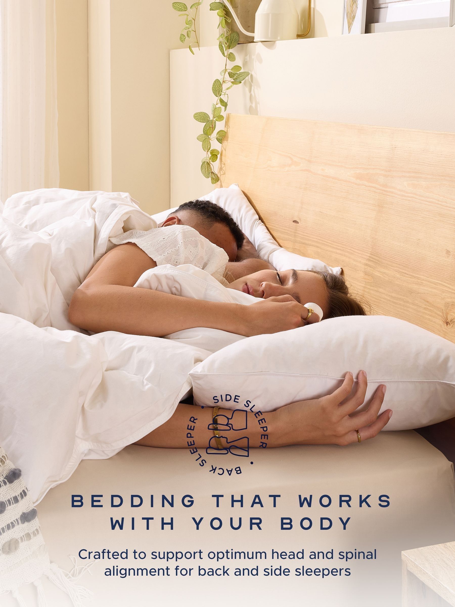 Snuggledown White Pair of Duck Feather and Down 100% Cotton Pillows - Image 3 of 9