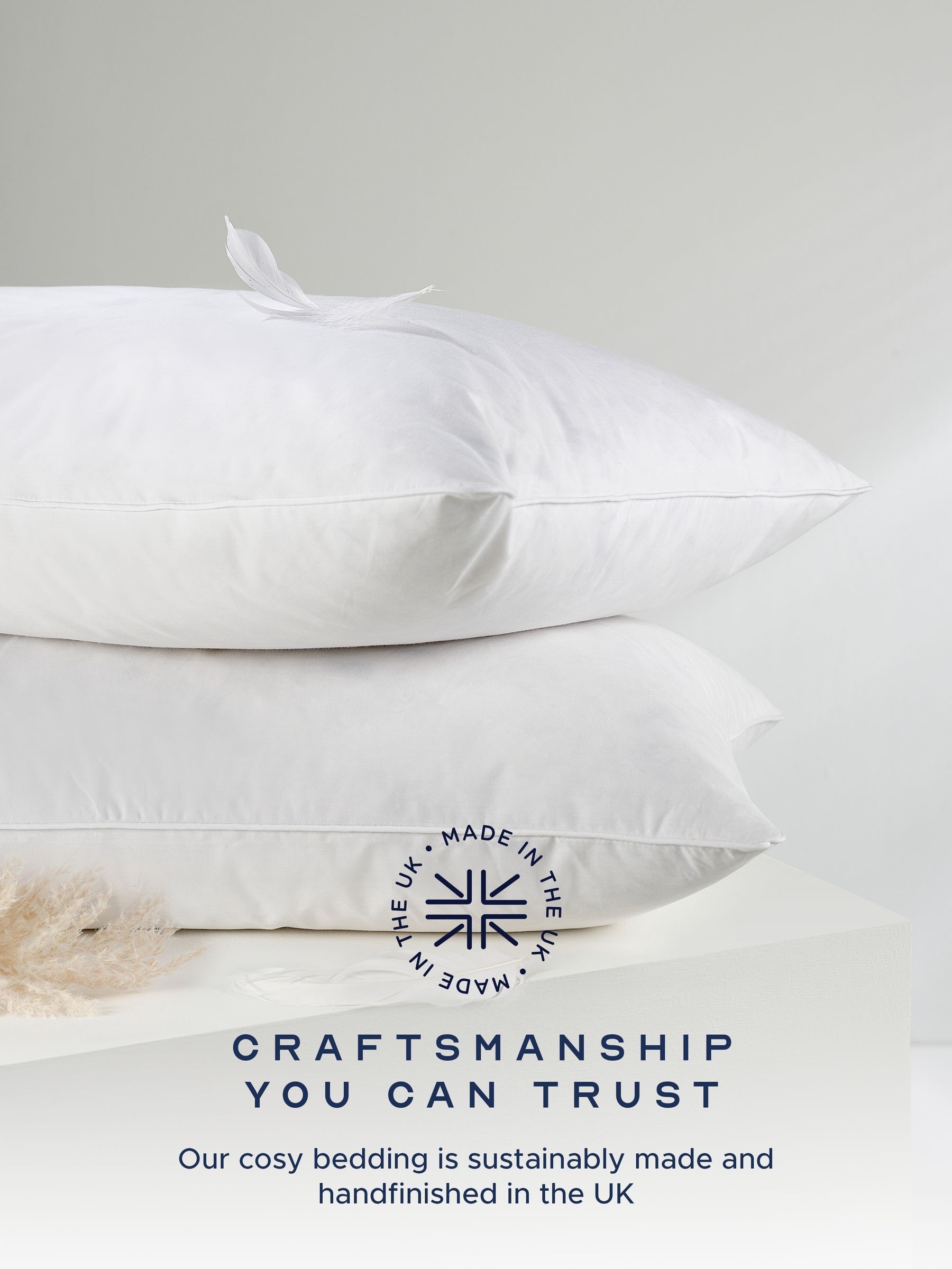 Snuggledown White Pair of Duck Feather and Down 100% Cotton Pillows - Image 5 of 9