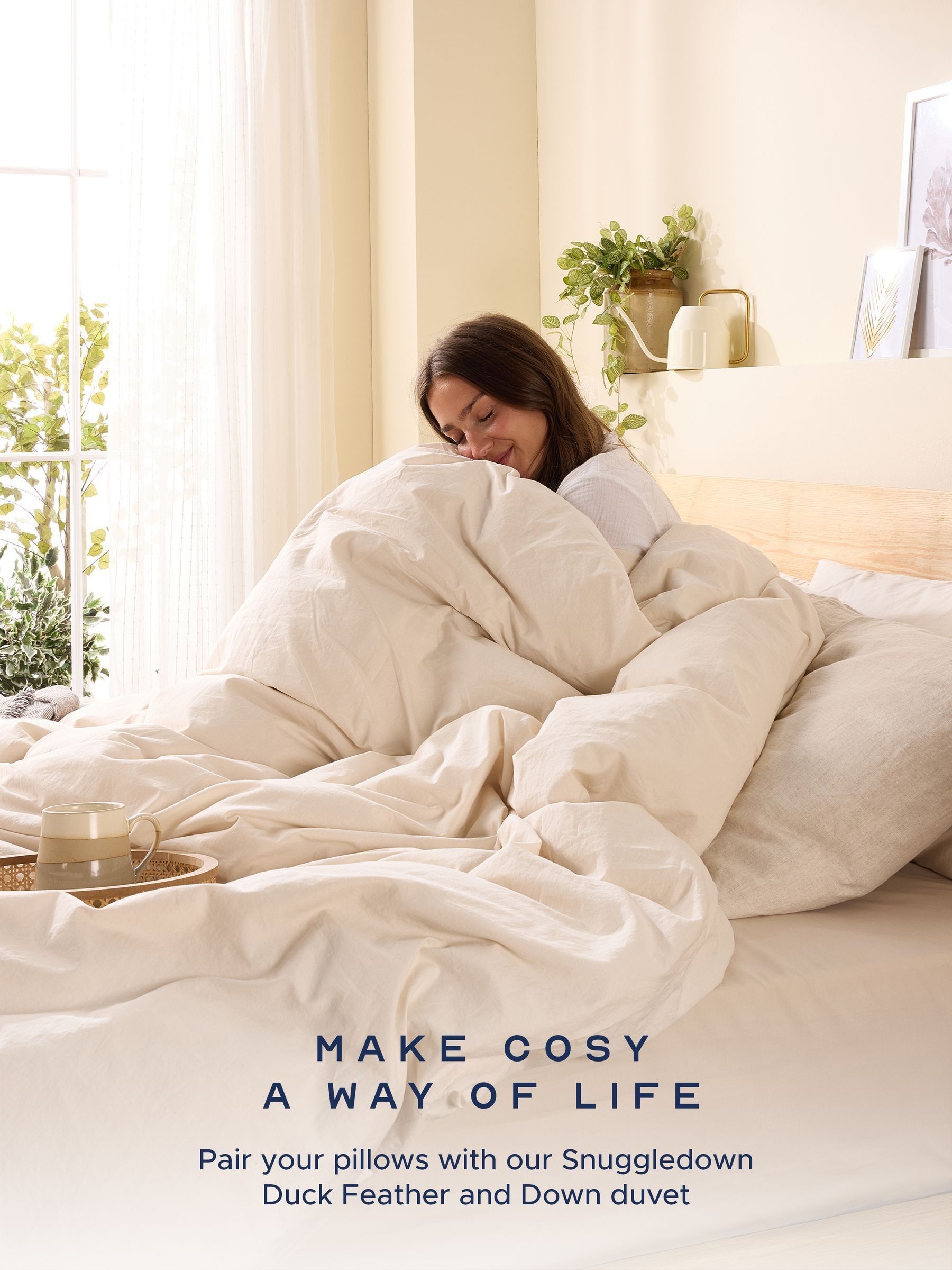 Snuggledown White Pair of Duck Feather and Down 100% Cotton Pillows - Image 8 of 9