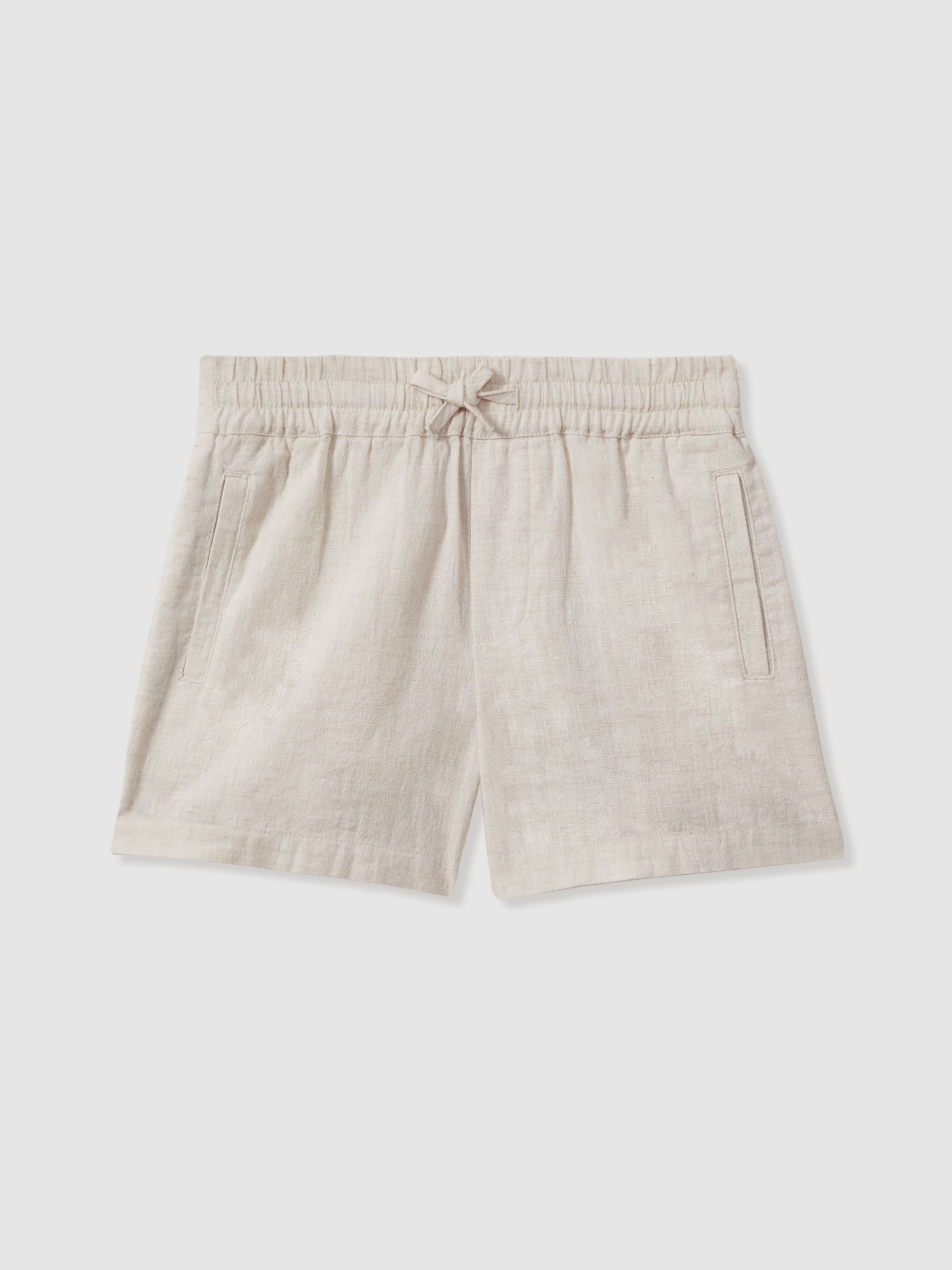 3-9 yrs Linen Drawstring Shorts in Stone - Image 2 of 4