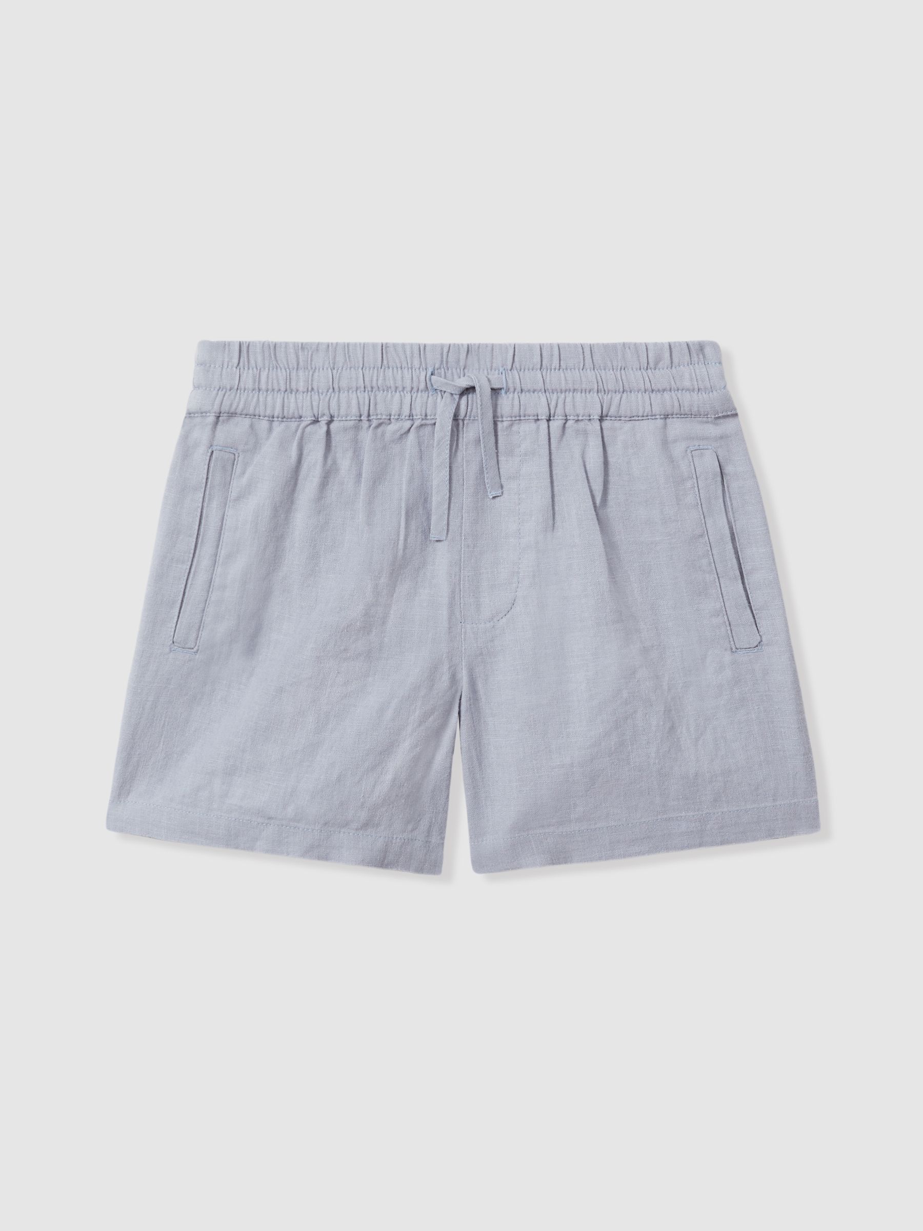 3-9 yrs Linen Drawstring Shorts in Soft Blue - Image 1 of 3