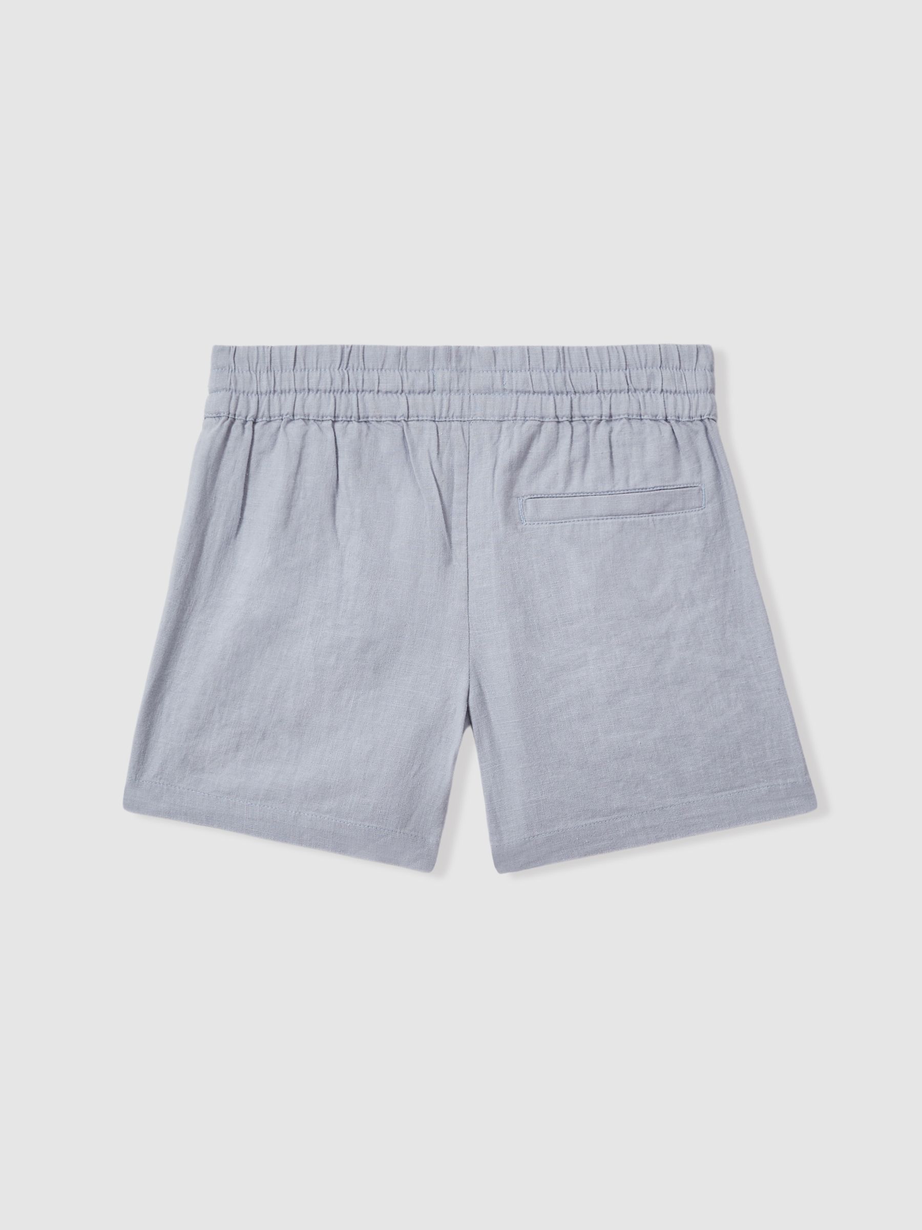 3-9 yrs Linen Drawstring Shorts in Soft Blue - Image 2 of 3