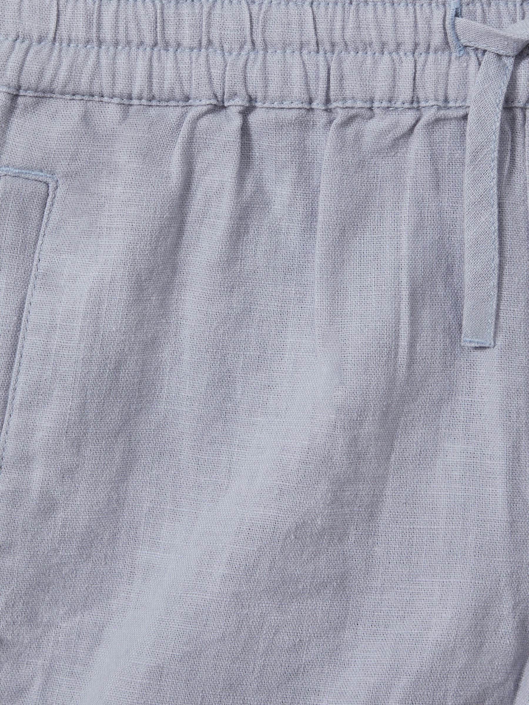 3-9 yrs Linen Drawstring Shorts in Soft Blue - Image 3 of 3