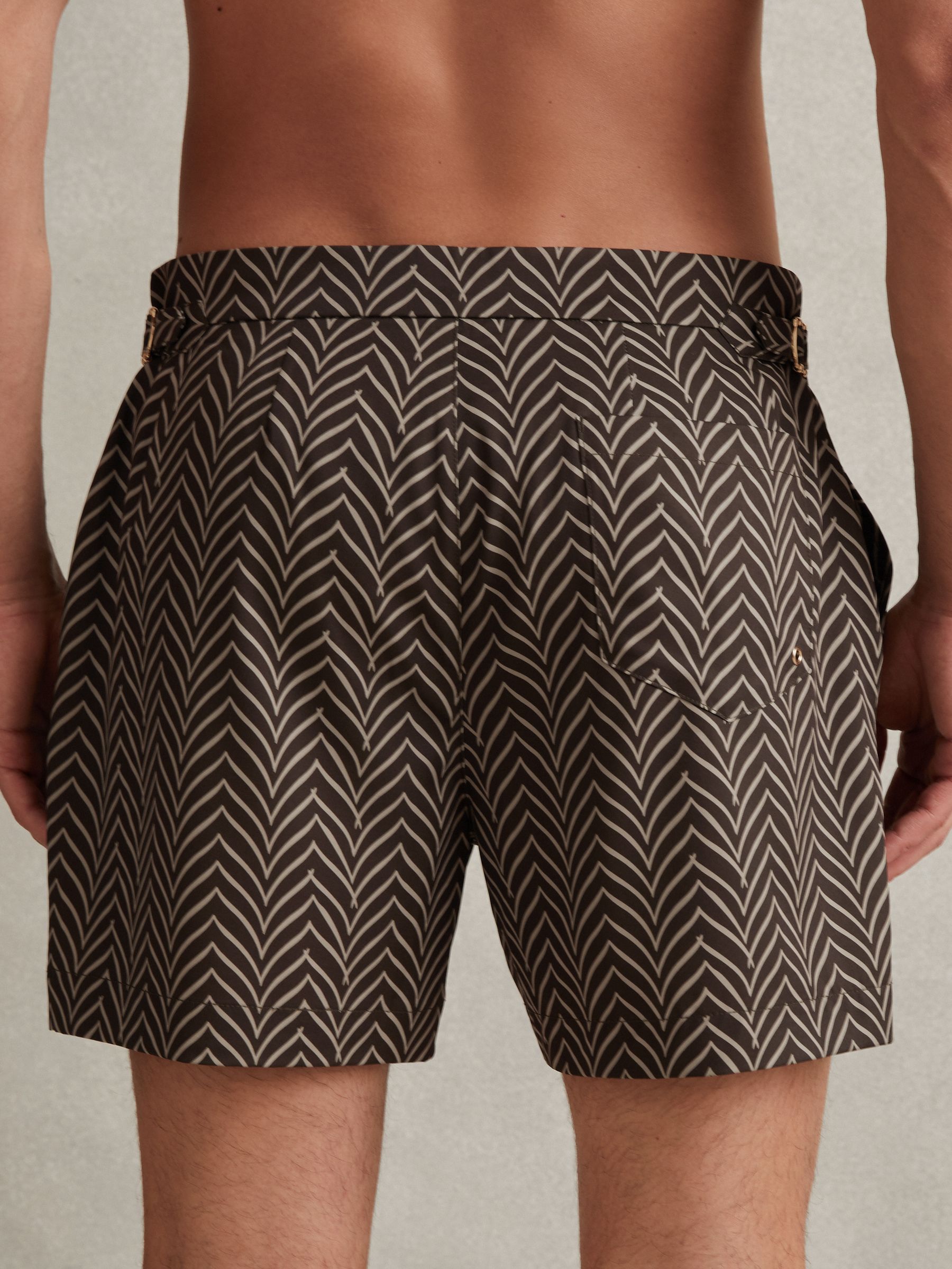 Striped Swim Shorts in Chocolate/Ecru - Image 4 of 6