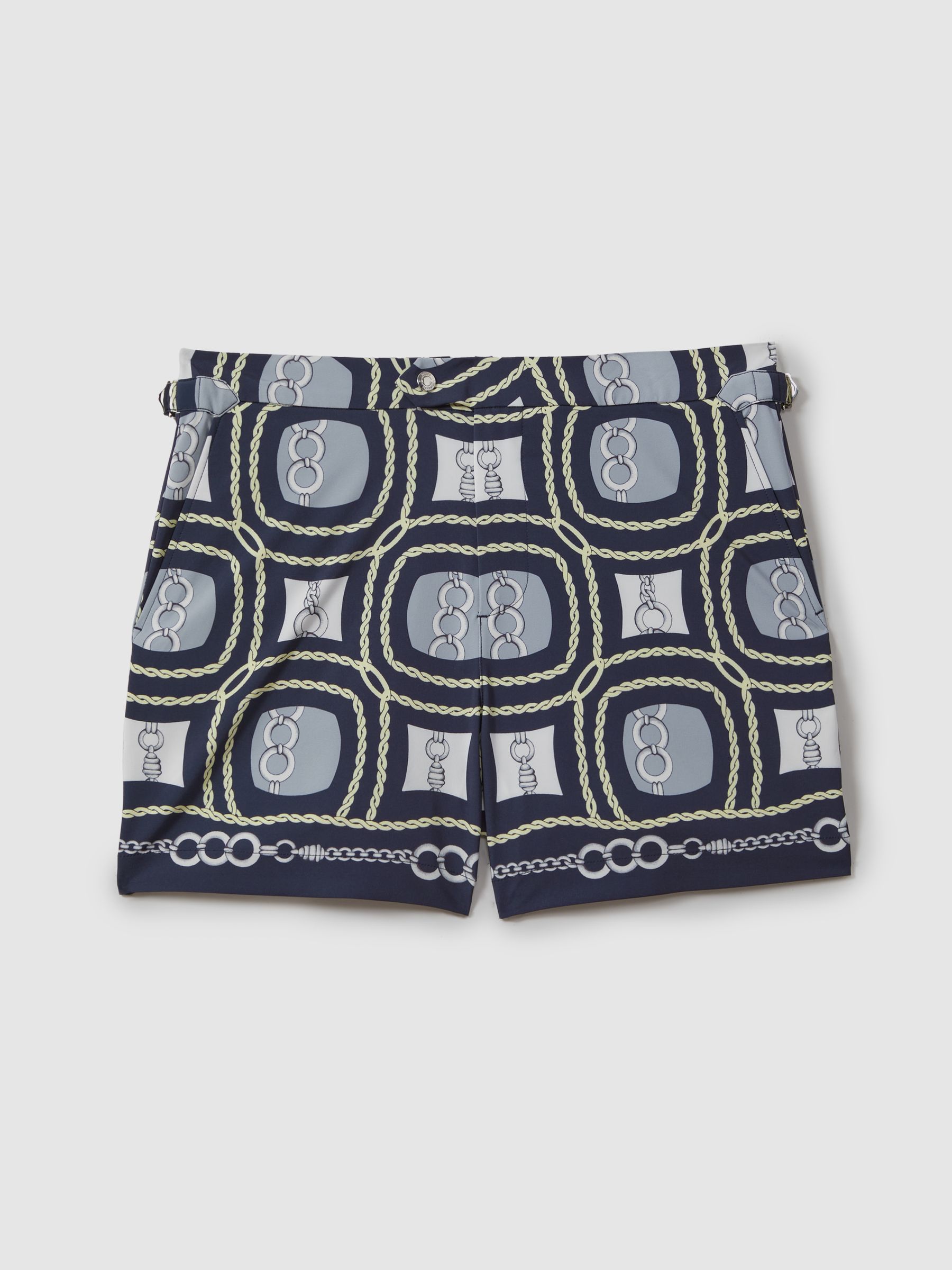 Chain Print Swim Shorts in Navy Multi - Image 2 of 6