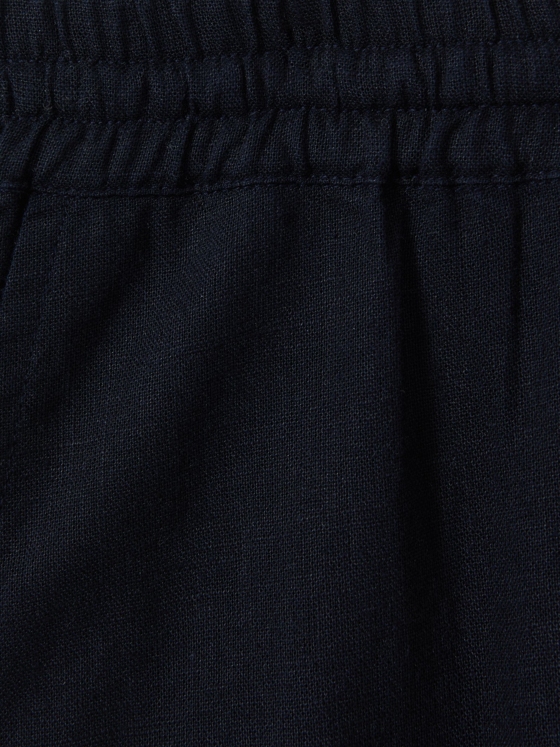 Senior Linen Drawstring Tapered Trousers in Navy - Image 4 of 4