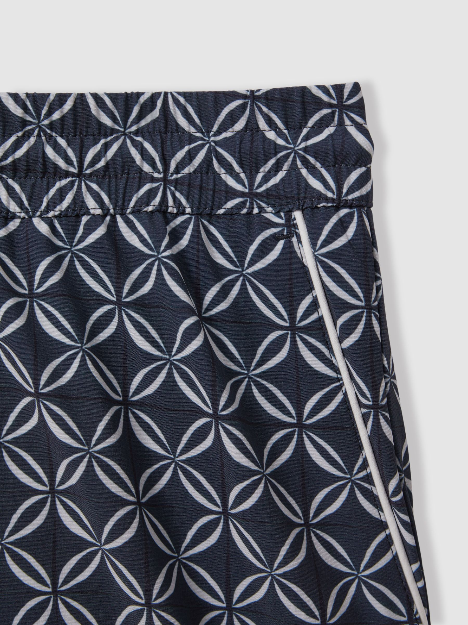 Geometric Print Drawstring Swim Shorts in Navy/White - Image 6 of 6
