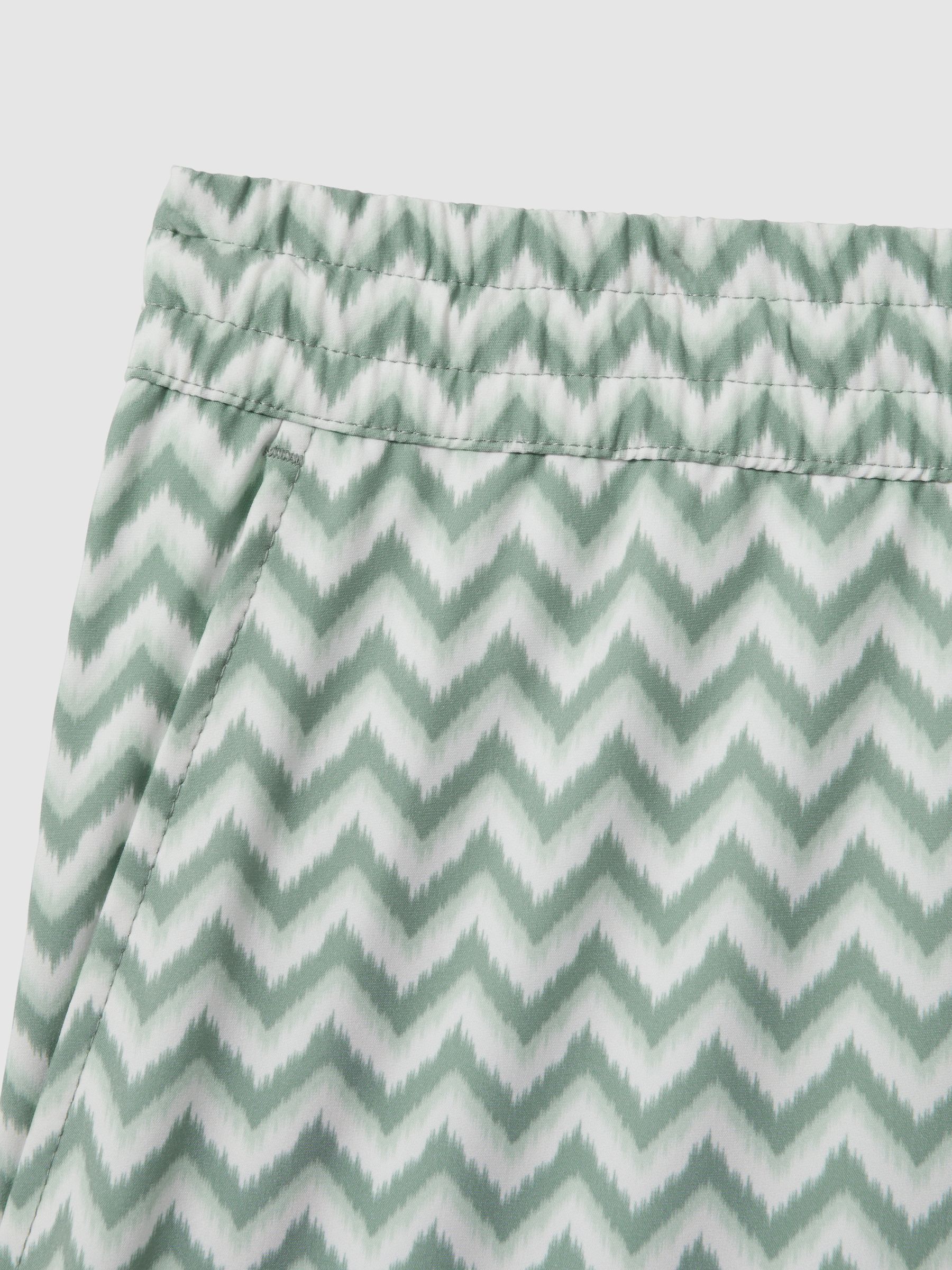 Zig-Zag Print Drawstring Swim Shorts in Sage - Image 6 of 6
