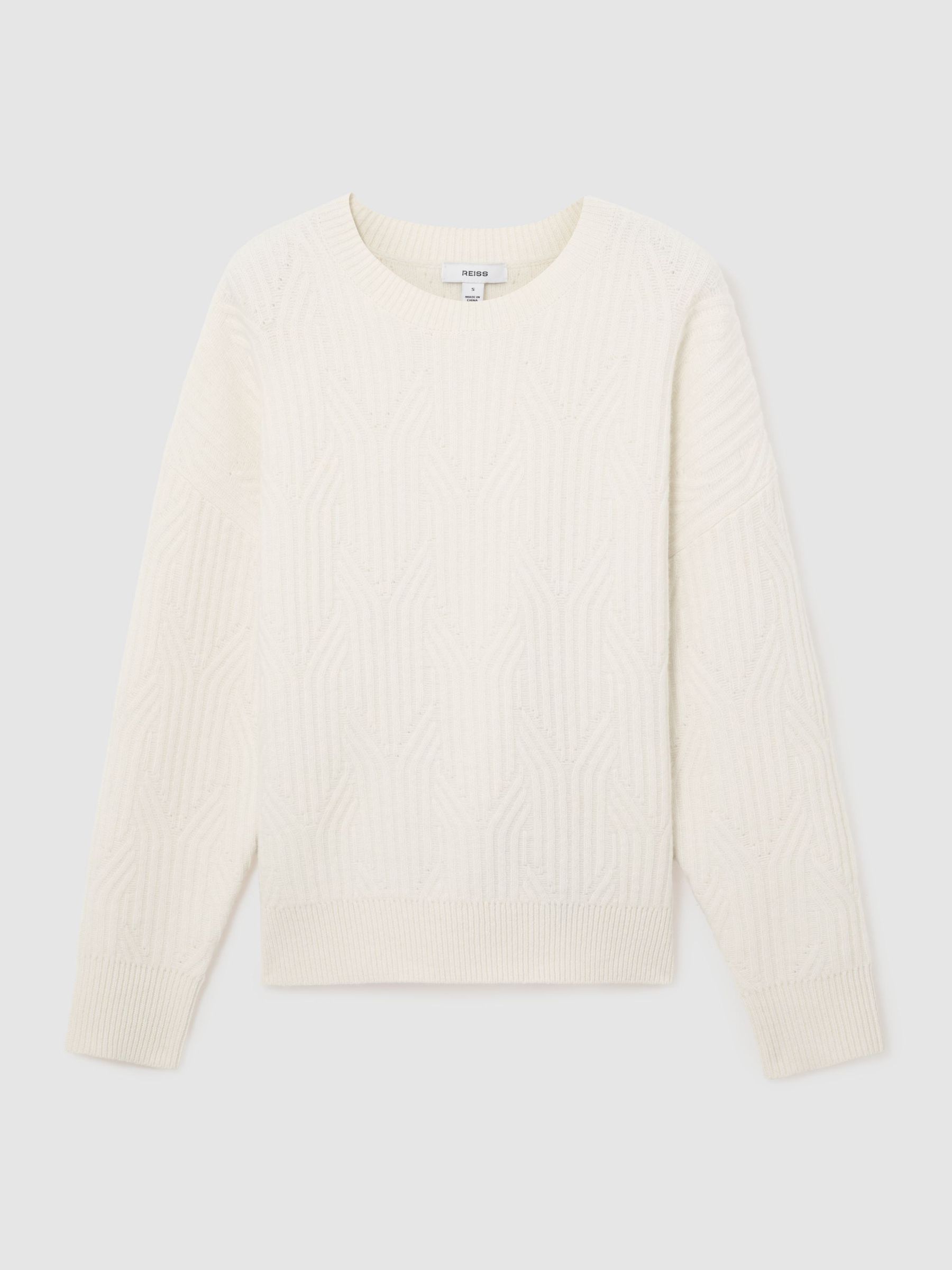 Wool-Cashmere Jacquard-Knit Jumper in Ivory - Image 2 of 6