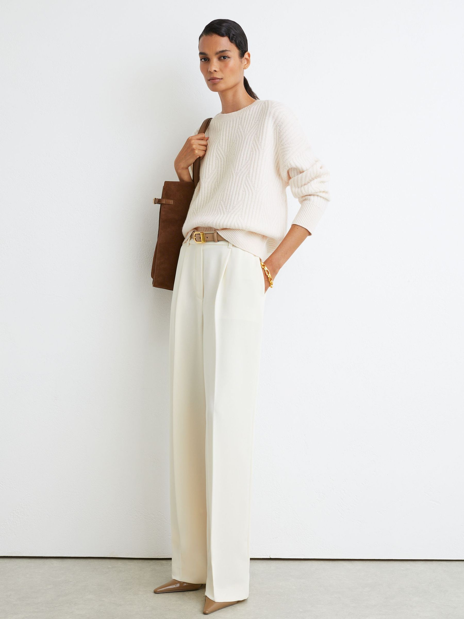 Wool-Cashmere Jacquard-Knit Jumper in Ivory - Image 4 of 6