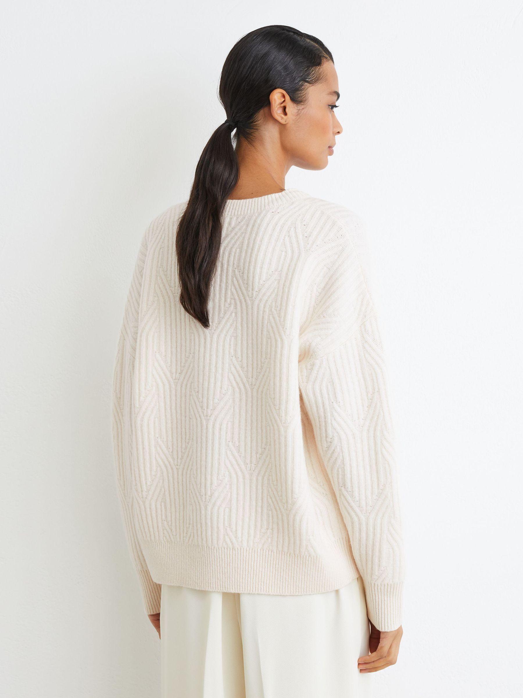Wool-Cashmere Jacquard-Knit Jumper in Ivory - Image 5 of 6