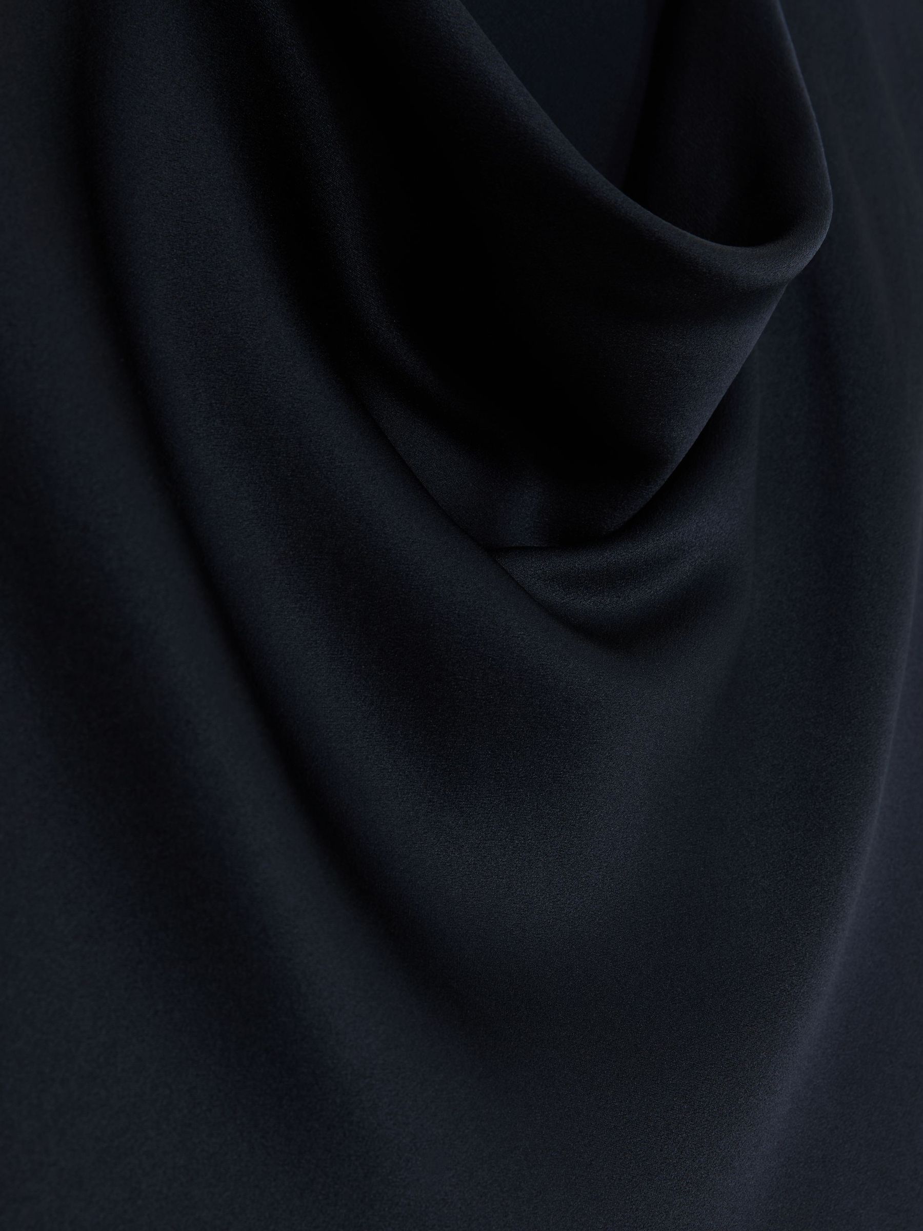 Silk Cowl-Neck Sleeveless Top in Navy - Image 6 of 6