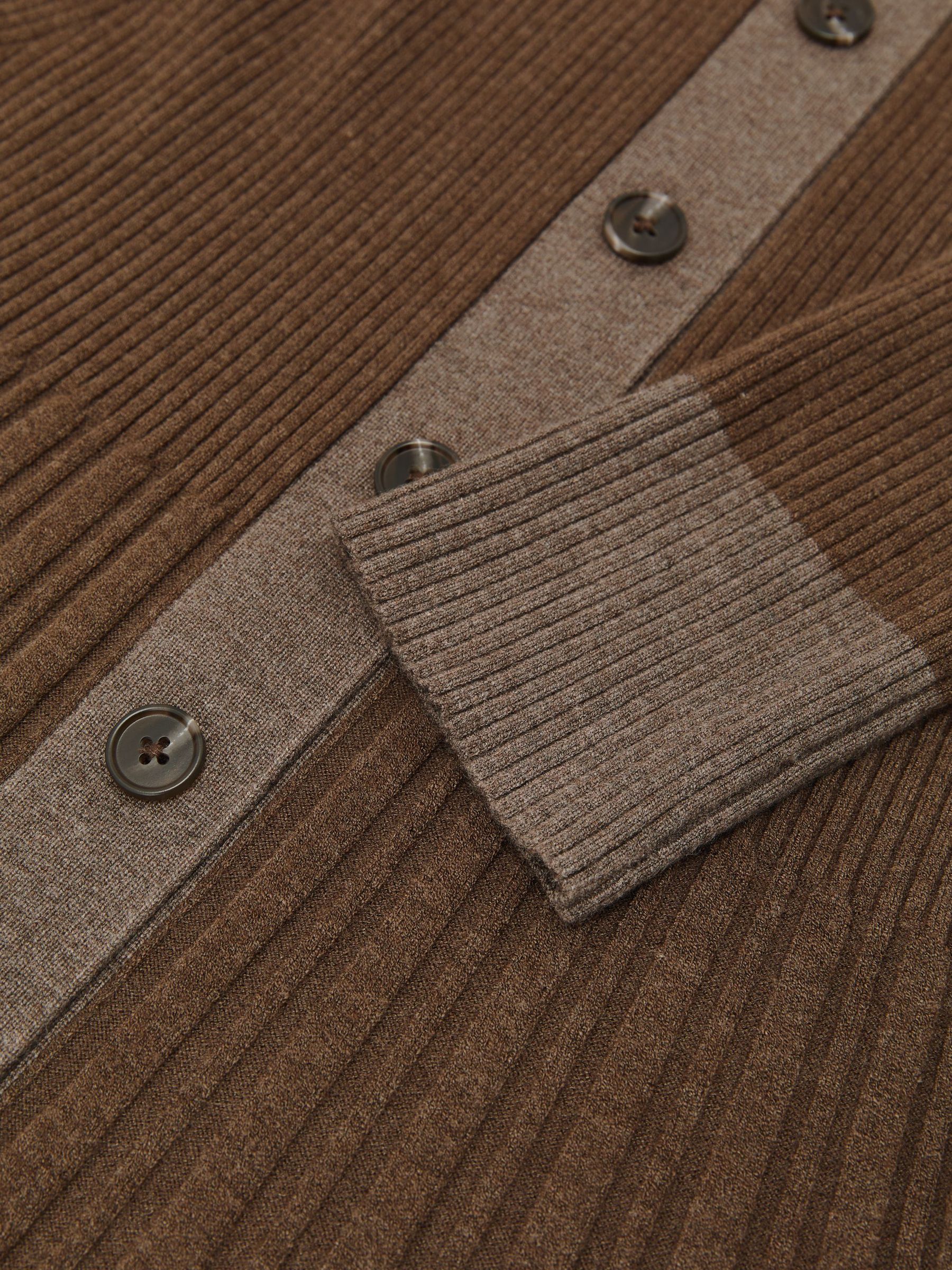 Pleated Knit Collared Midi Dress in Mocha Brown - Image 7 of 7