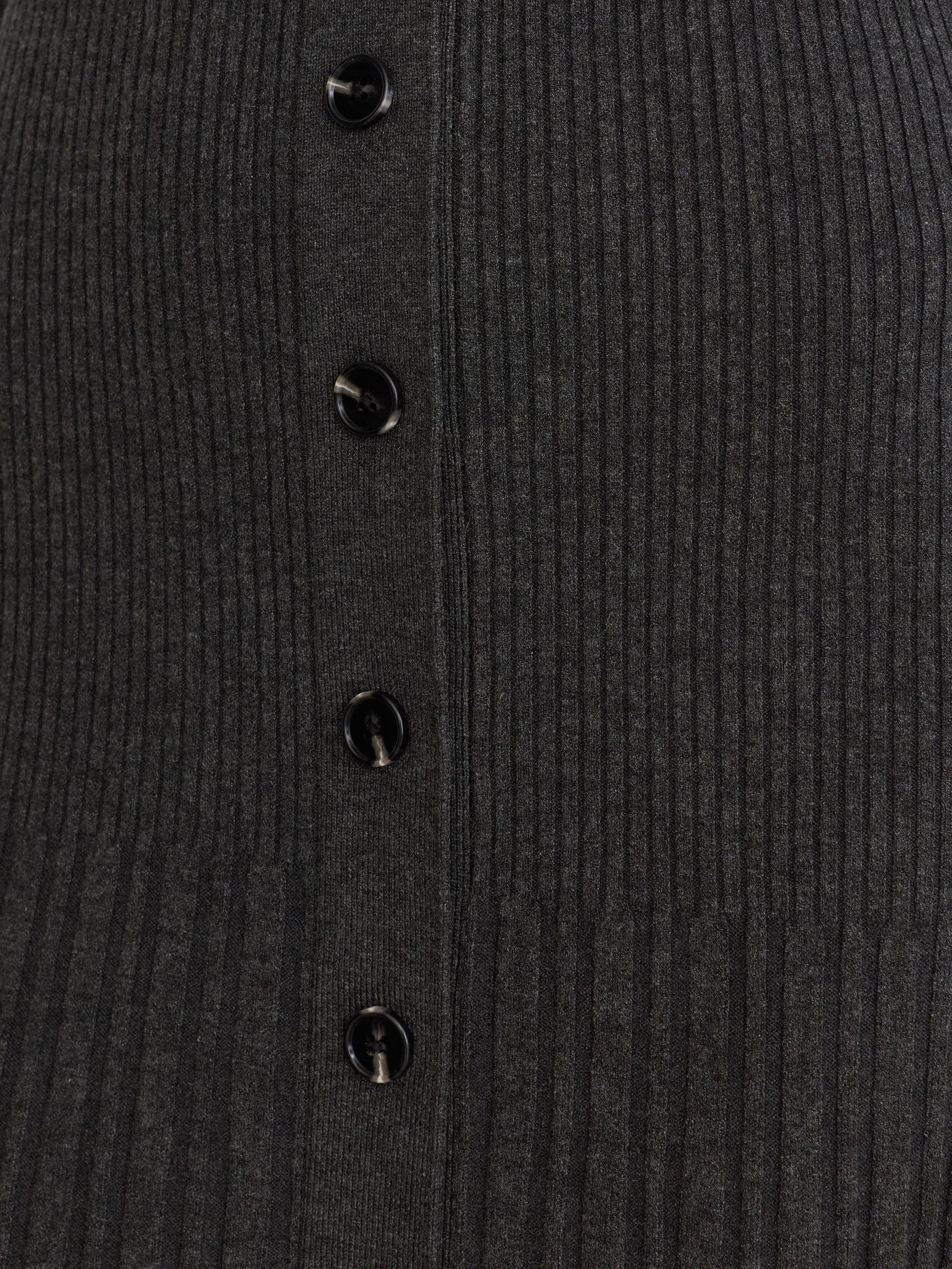 Pleated Knit Collared Midi Dress in Grey - Image 3 of 7