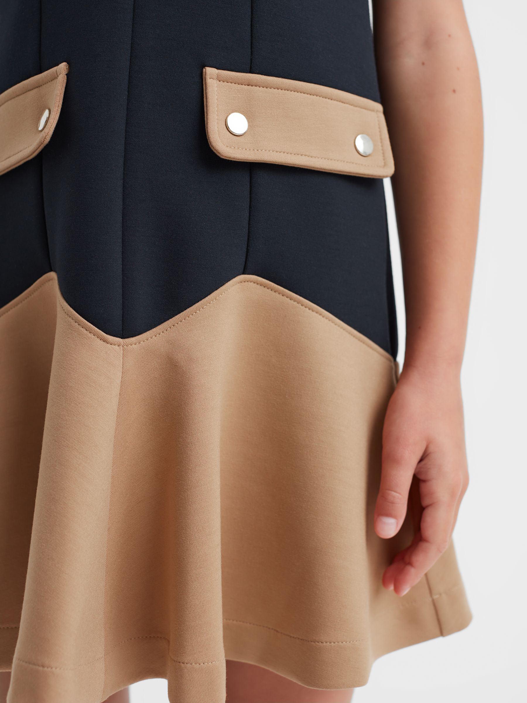 9-14 yrs Contrast Flared Dress in Navy - Image 4 of 5