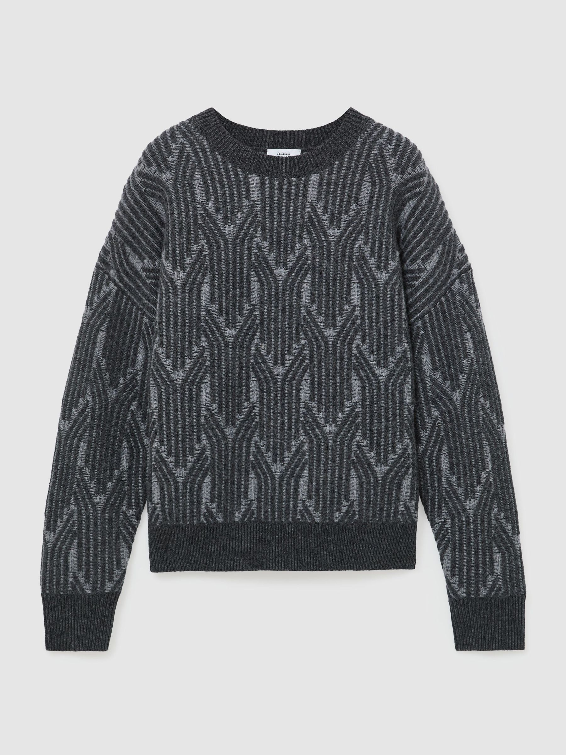Wool-Cashmere Jacquard-Knit Jumper in Grey - Image 2 of 7