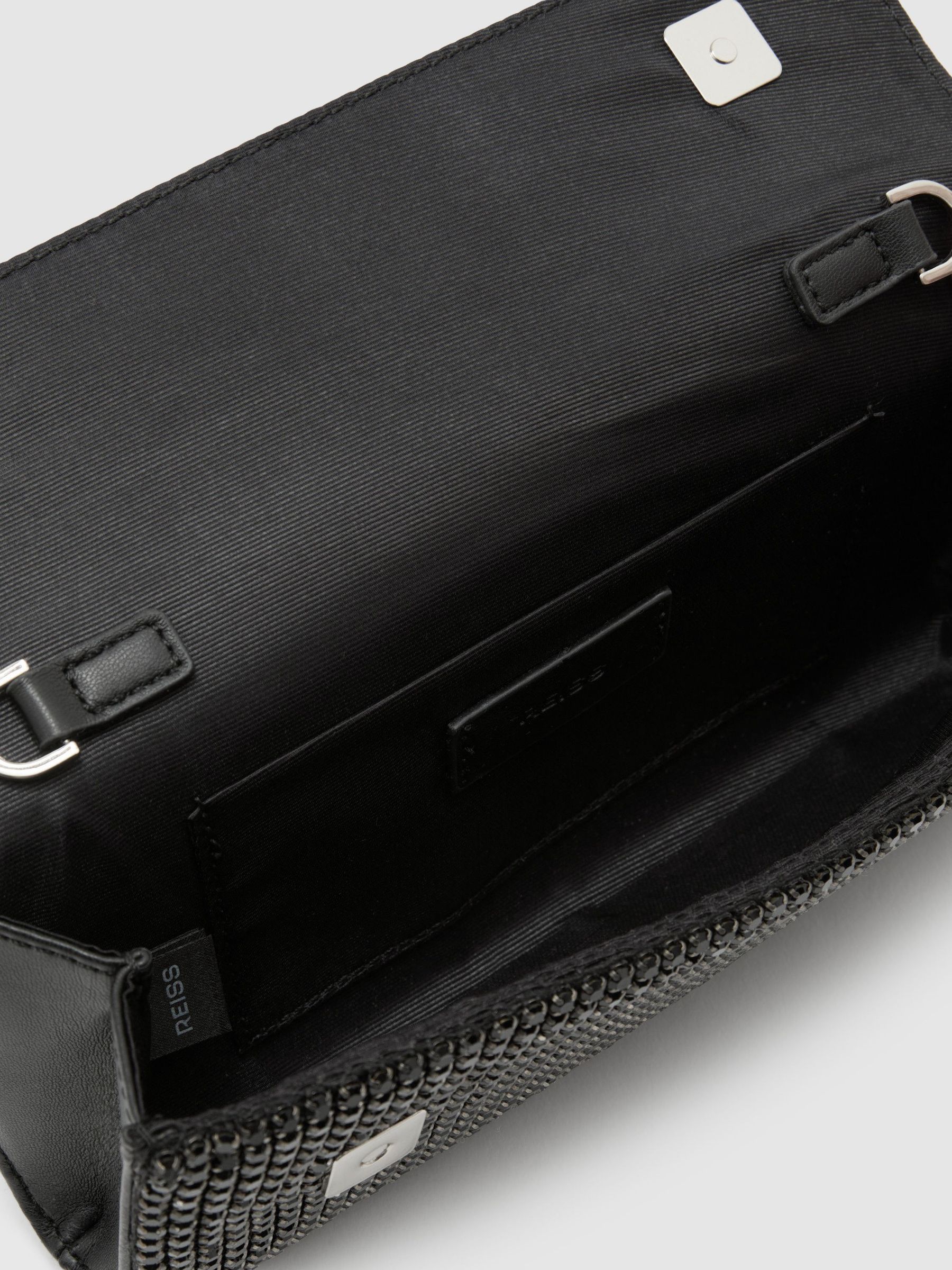 Crystal Embellished Clutch Bag in Black - Image 4 of 8