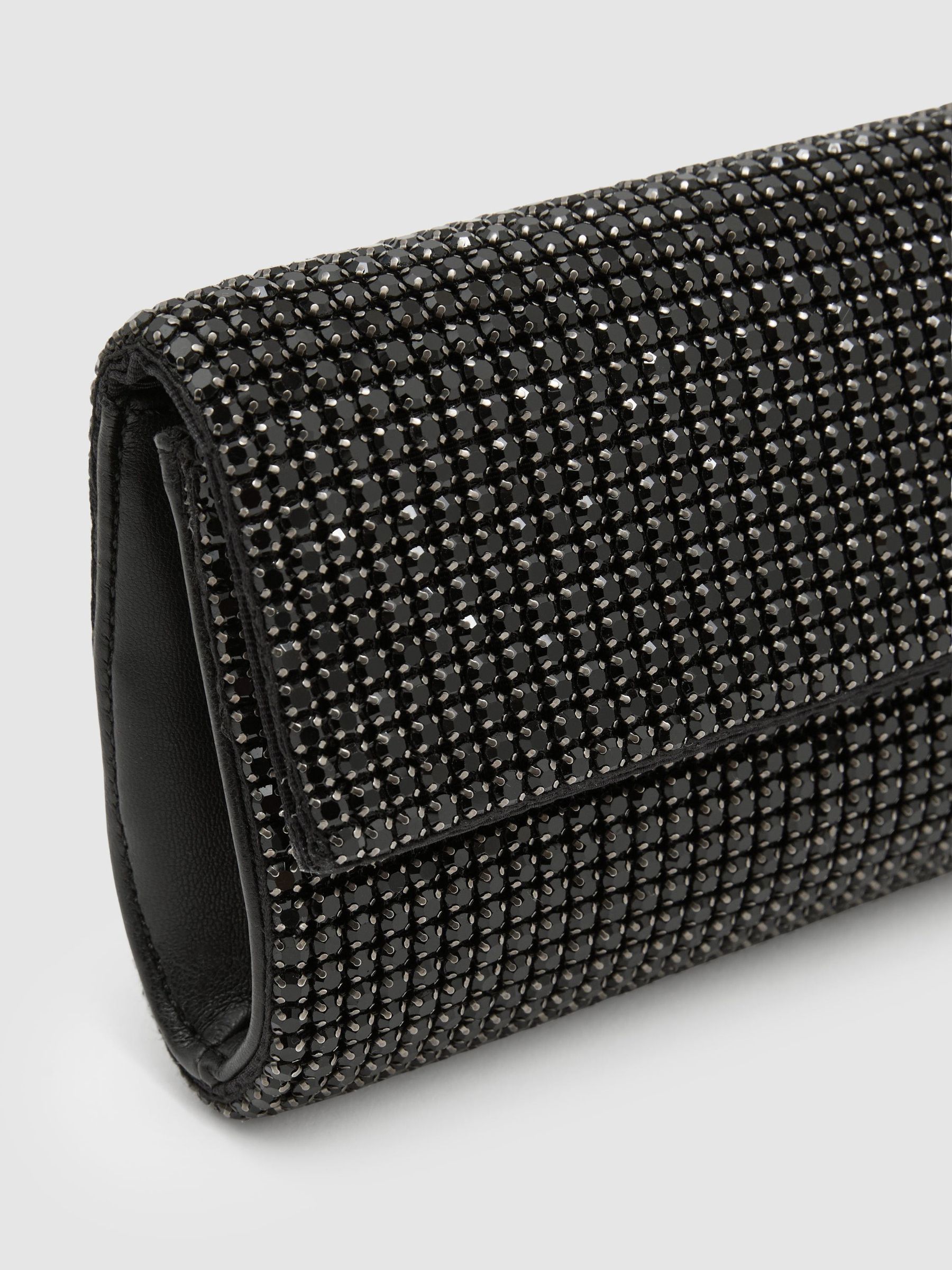 Crystal Embellished Clutch Bag in Black - Image 5 of 8