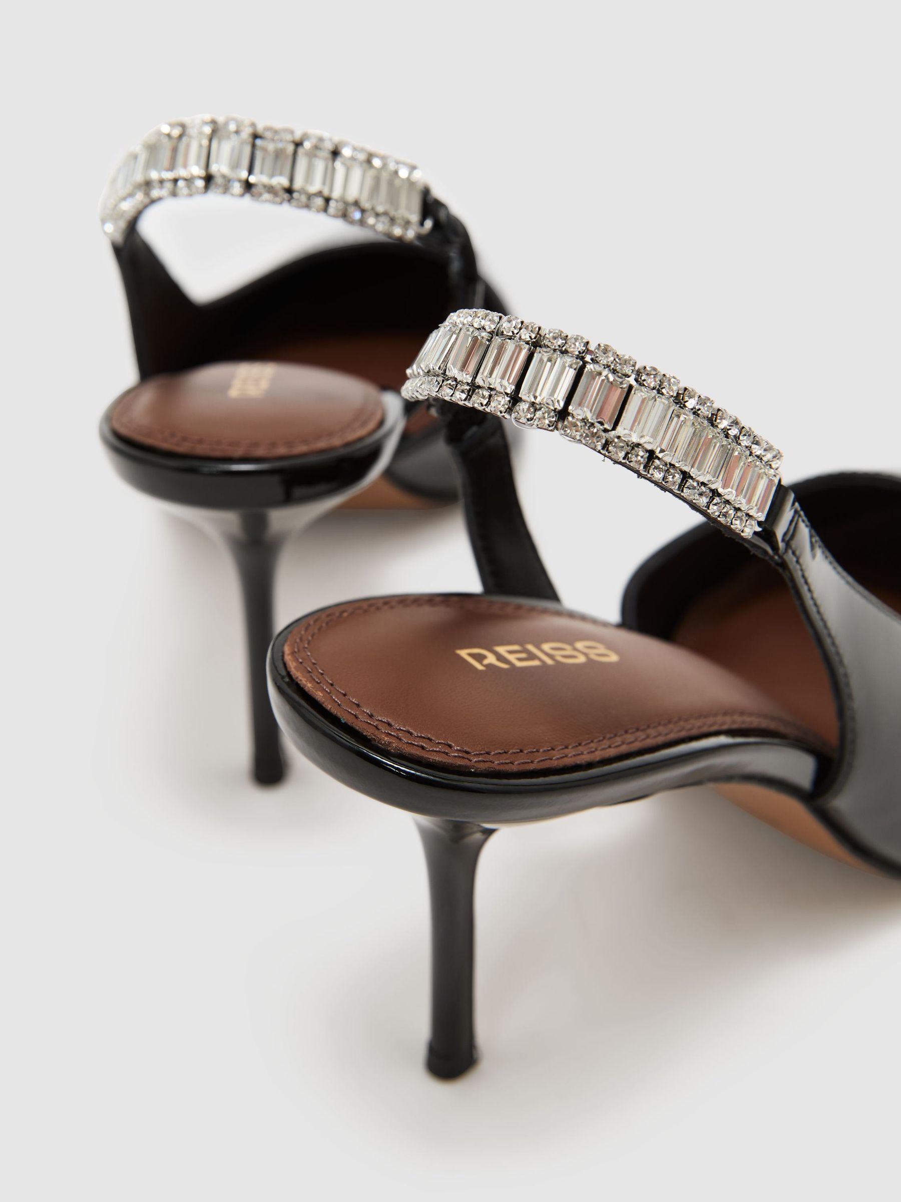 Patent Leather Crystal-Slingback Court Shoes in Black - صورة 4 من 4