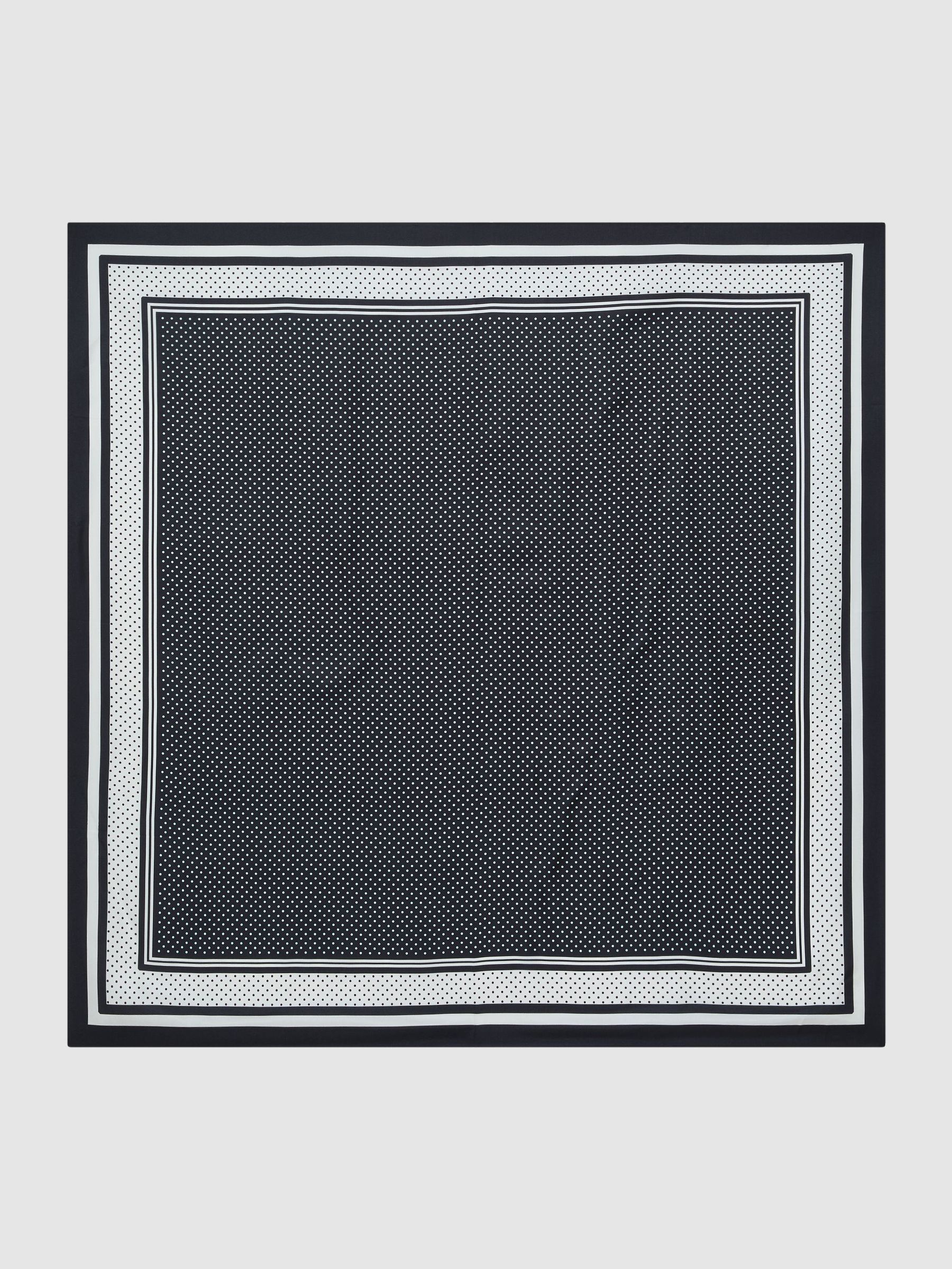 Silk Polka-Dot Square Scarf in Navy - Billede 2 af 6