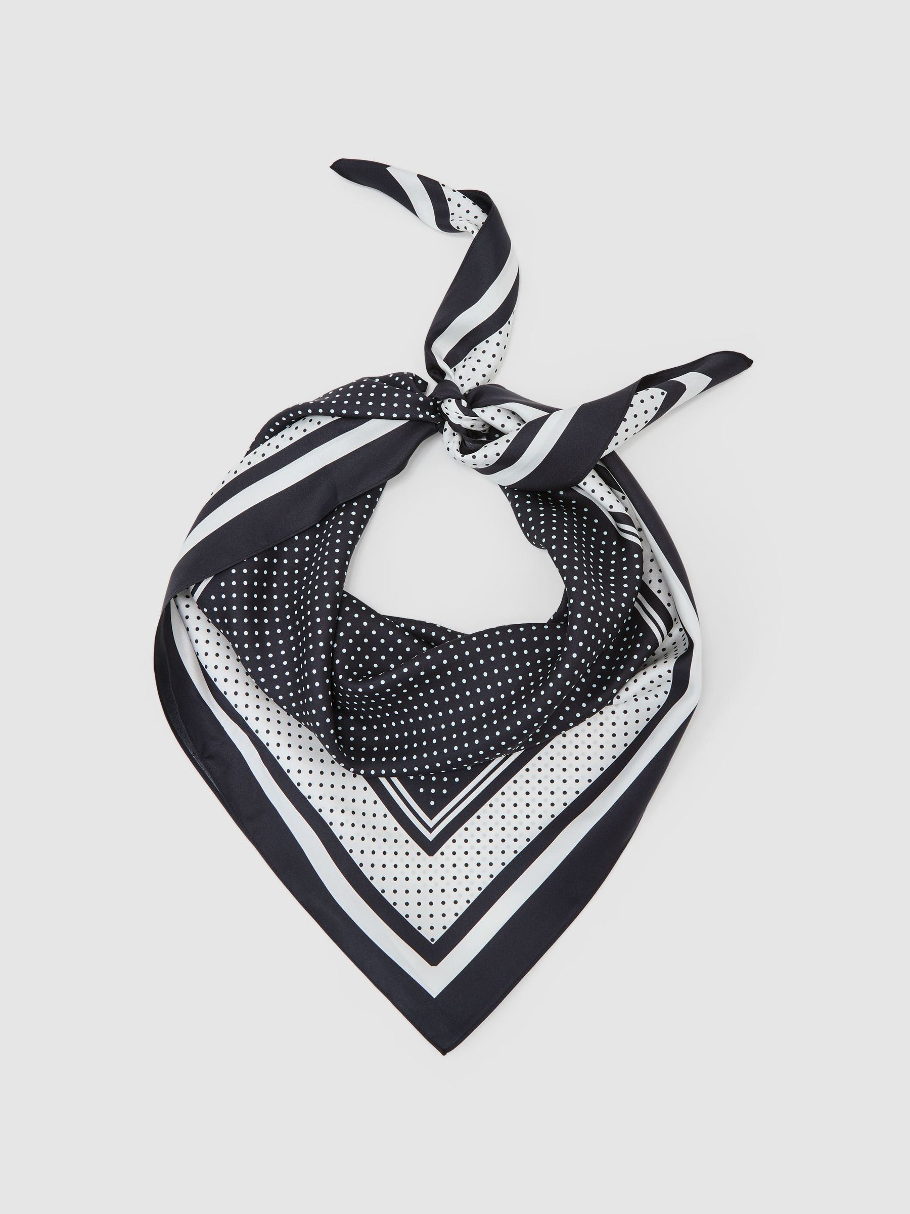 Silk Polka-Dot Square Scarf in Navy - Billede 3 af 6