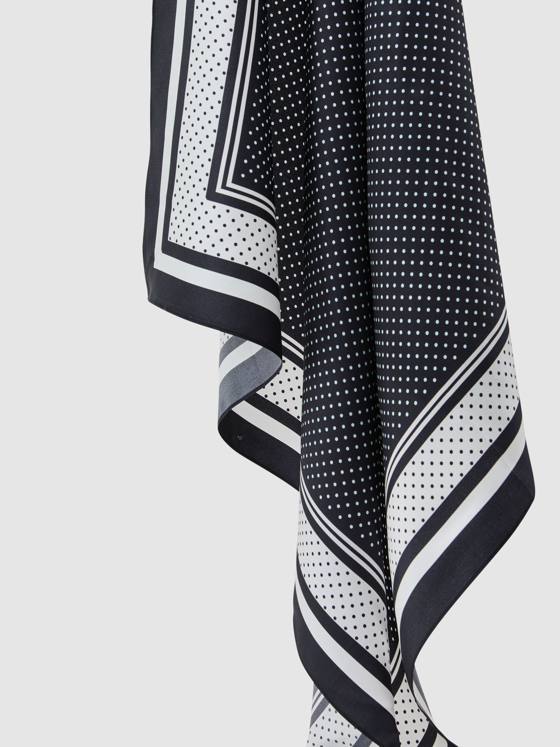 Silk Polka-Dot Square Scarf in Navy - Billede 4 af 6