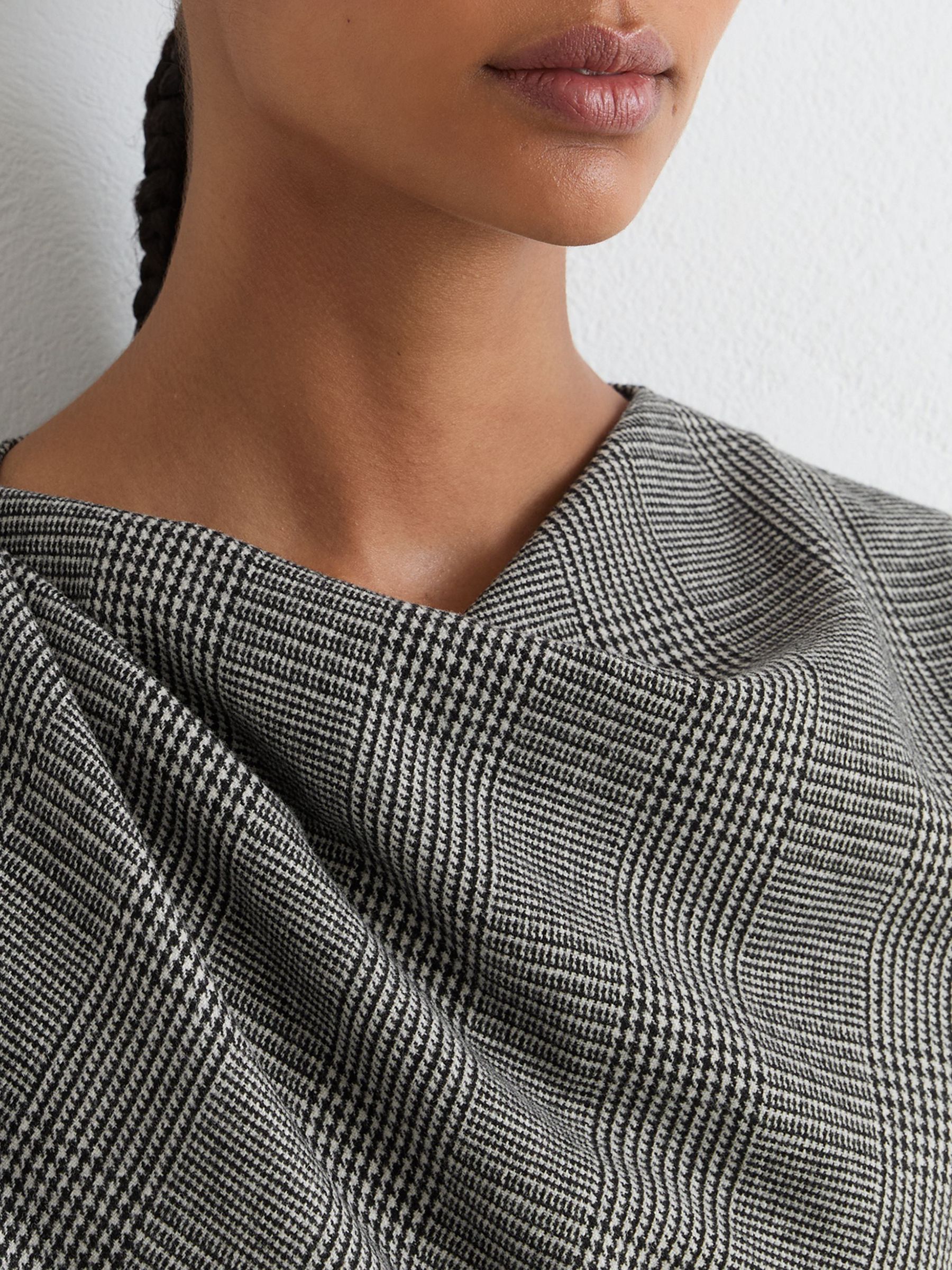 Petite Wool-Blend Check Tailored Midi Dress in Grey - Image 6 of 8